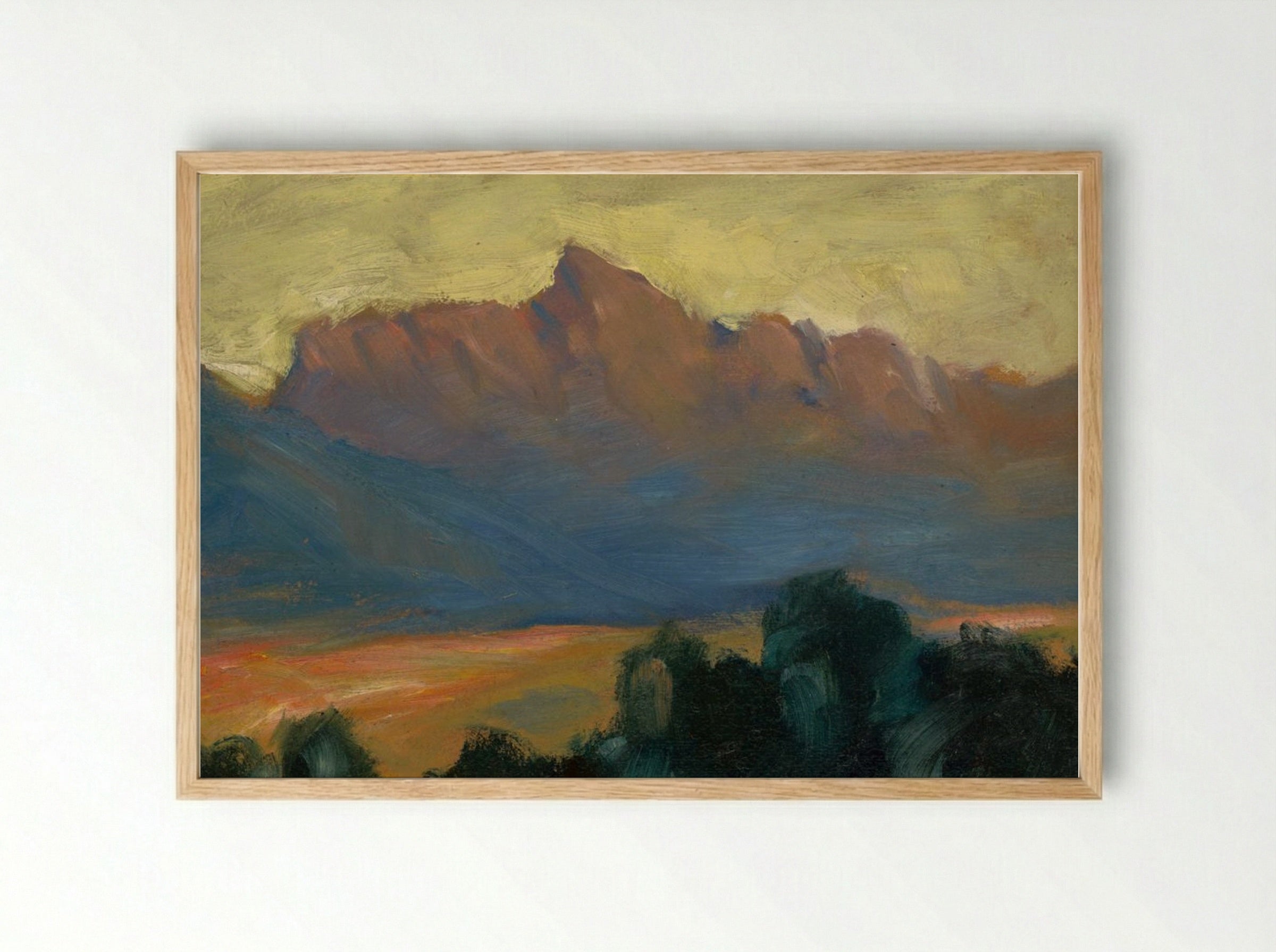 Mountain Landscape at Sunset - Zolo Palugyay - Framed Print Wood
