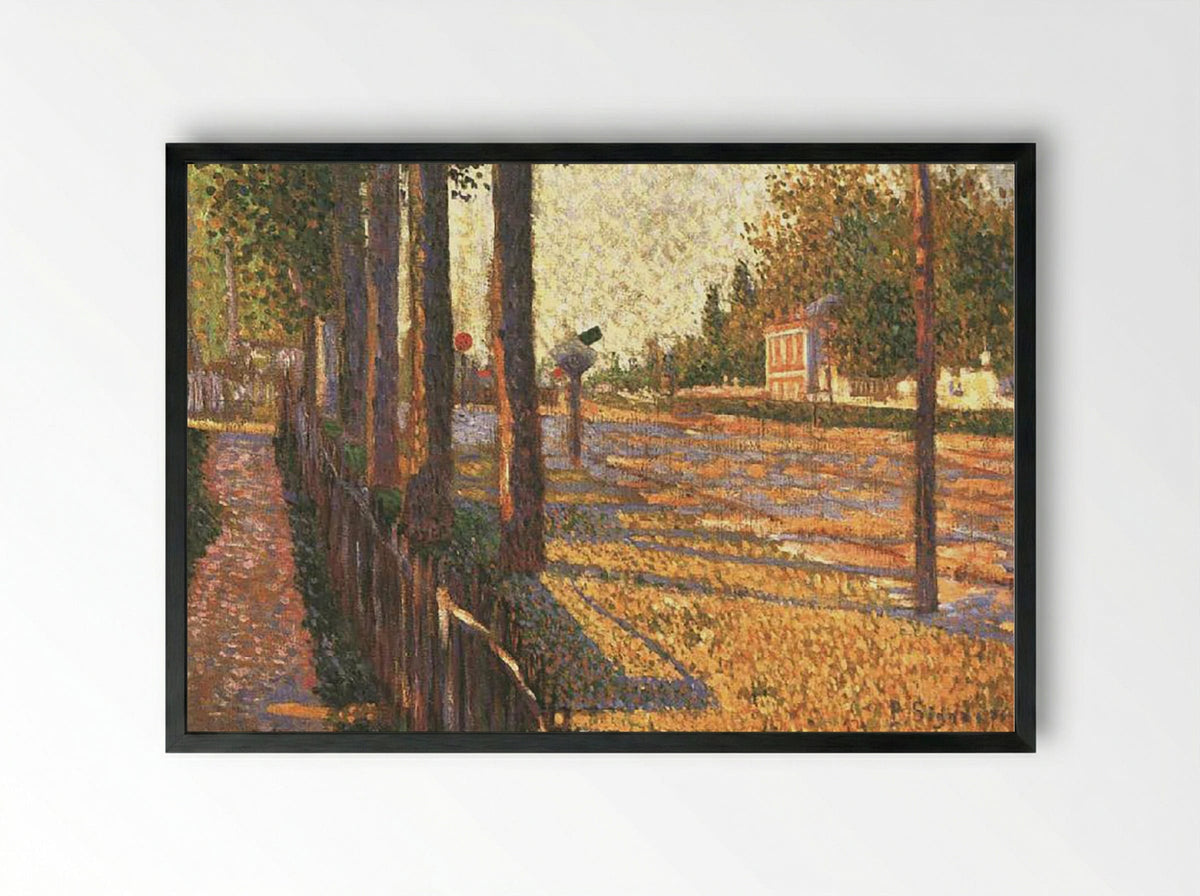 The Railway at Bois-Colombes - Paul Signac - Framed Print Black