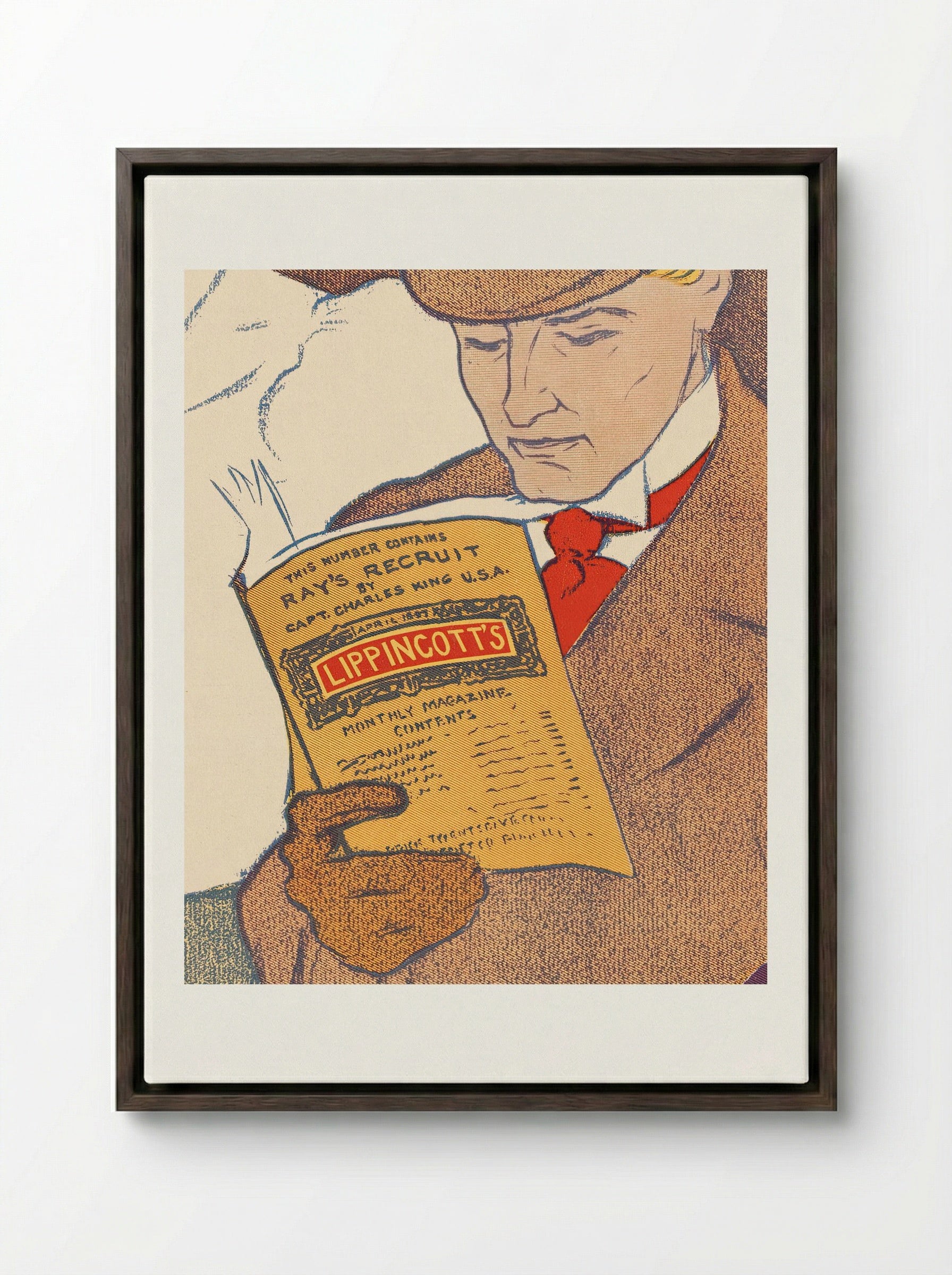 Lippincott's, April - Edward Penfield - Framed Canvas Dark Wood