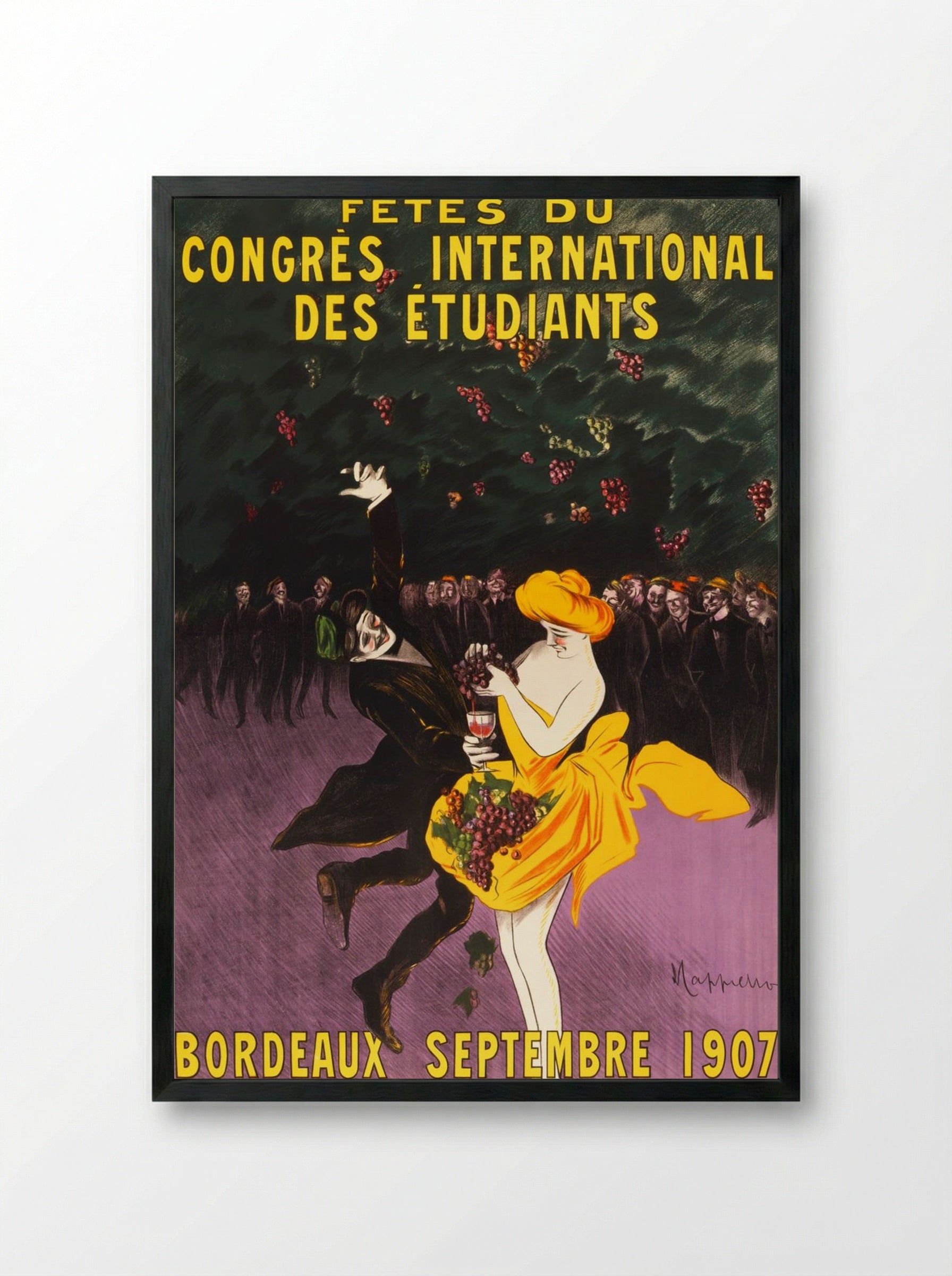 Celebrations of the International Student Congress, Bordeaux, 1907 - Leonetto Cappiello - Framed Print Black