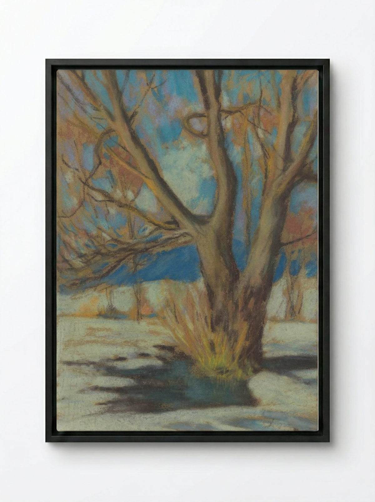 Study of a Bare Tree in Winter - Zolo Palugyay - Framed Canvas Black