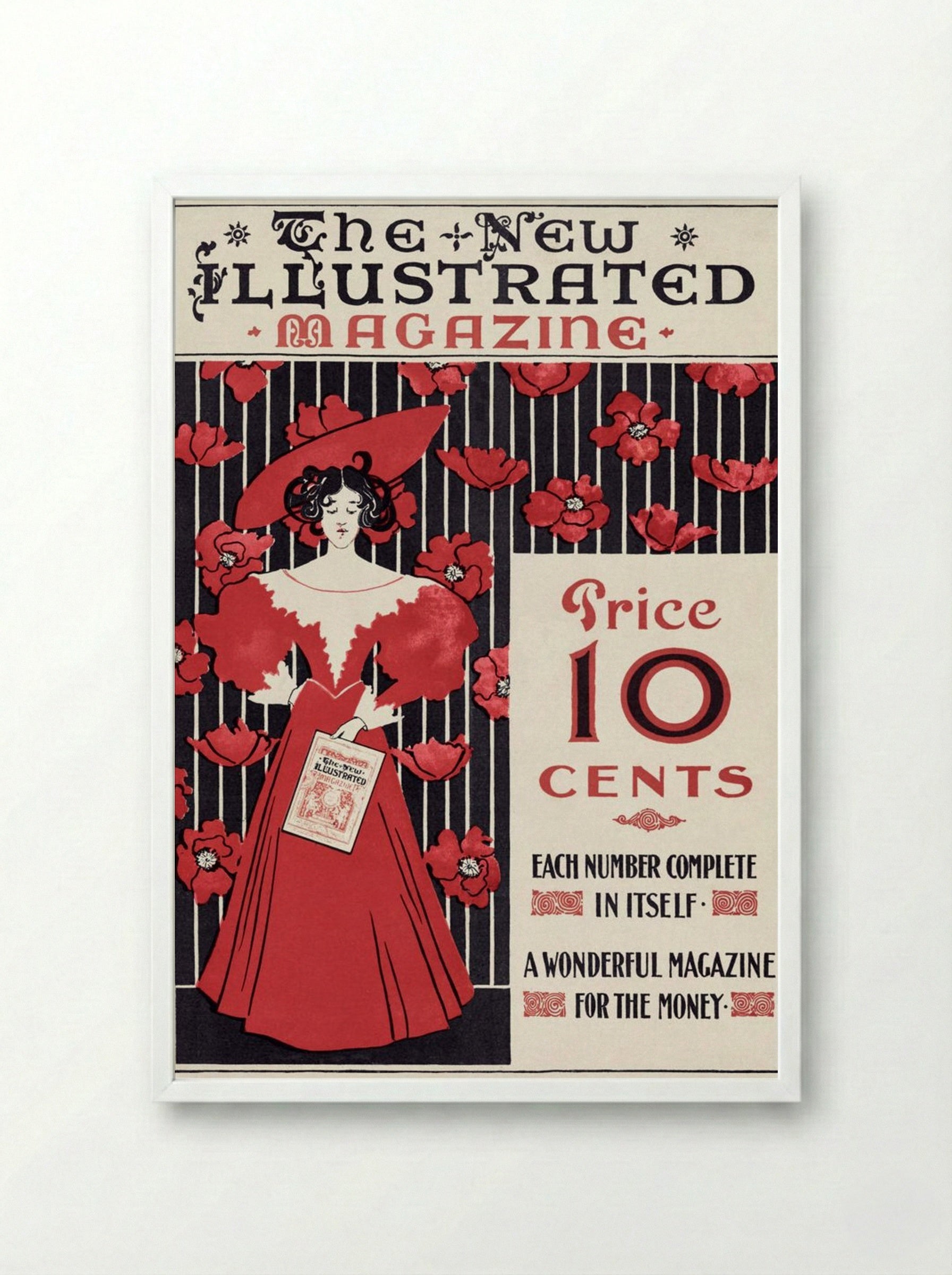 The New Illustrated Magazine (Cover Design) - Ethel Reed - Framed Print White