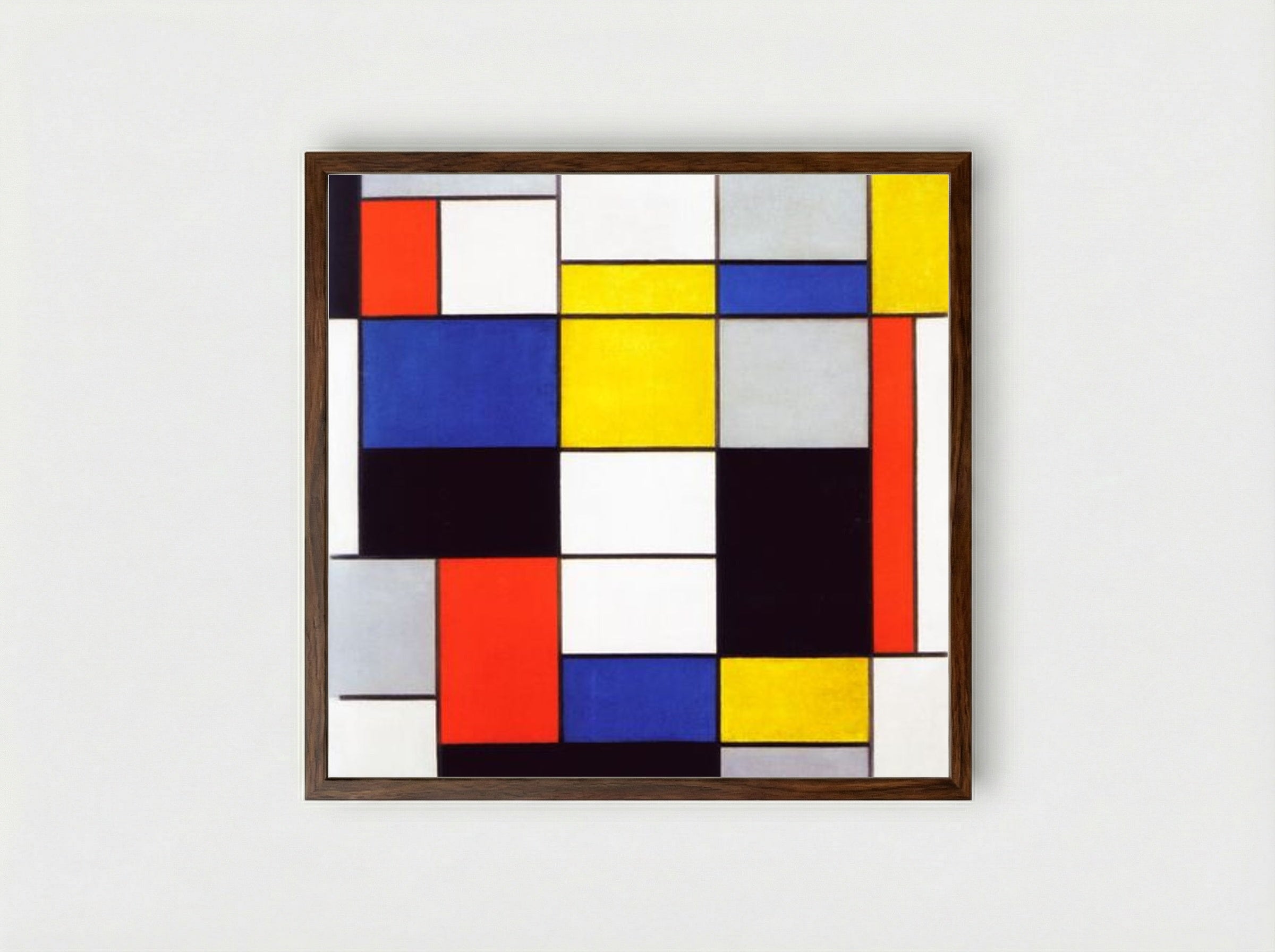 Composition A - Piet Mondrian - Framed Print Dark Wood