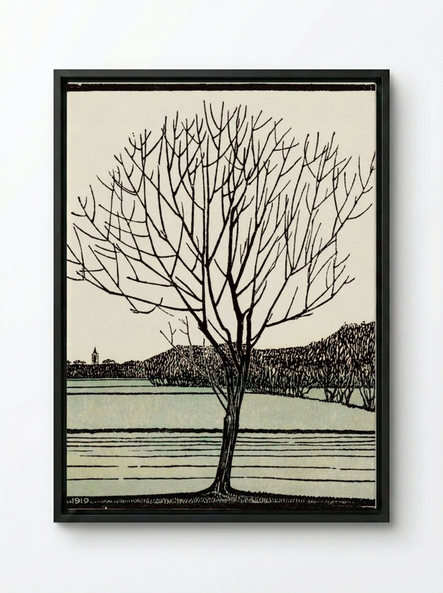 Bald Tree - Julie de Graag - Framed Canvas Black