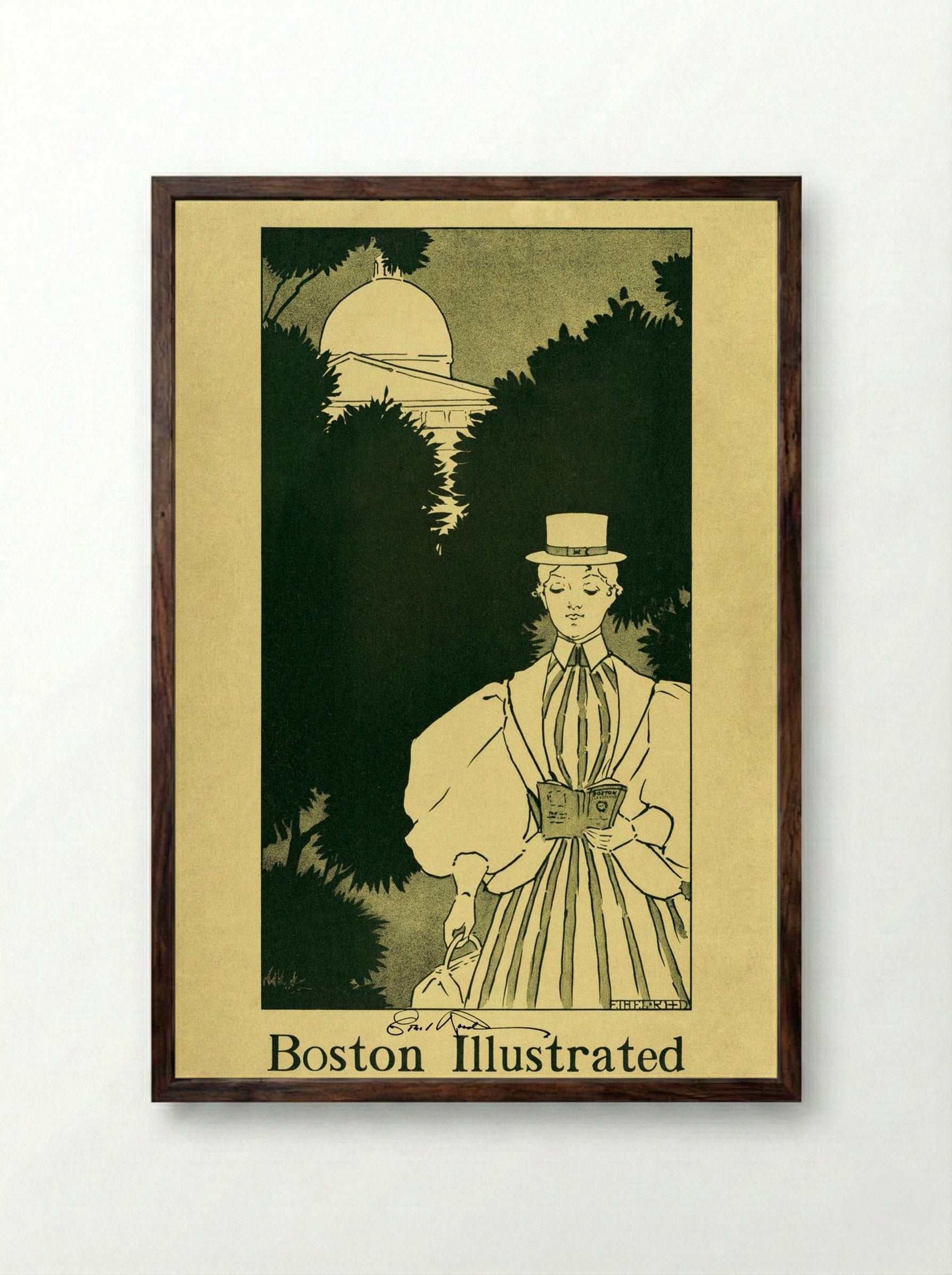 The Best Guide to Boston - Ethel Reed - Framed Print Dark Wood