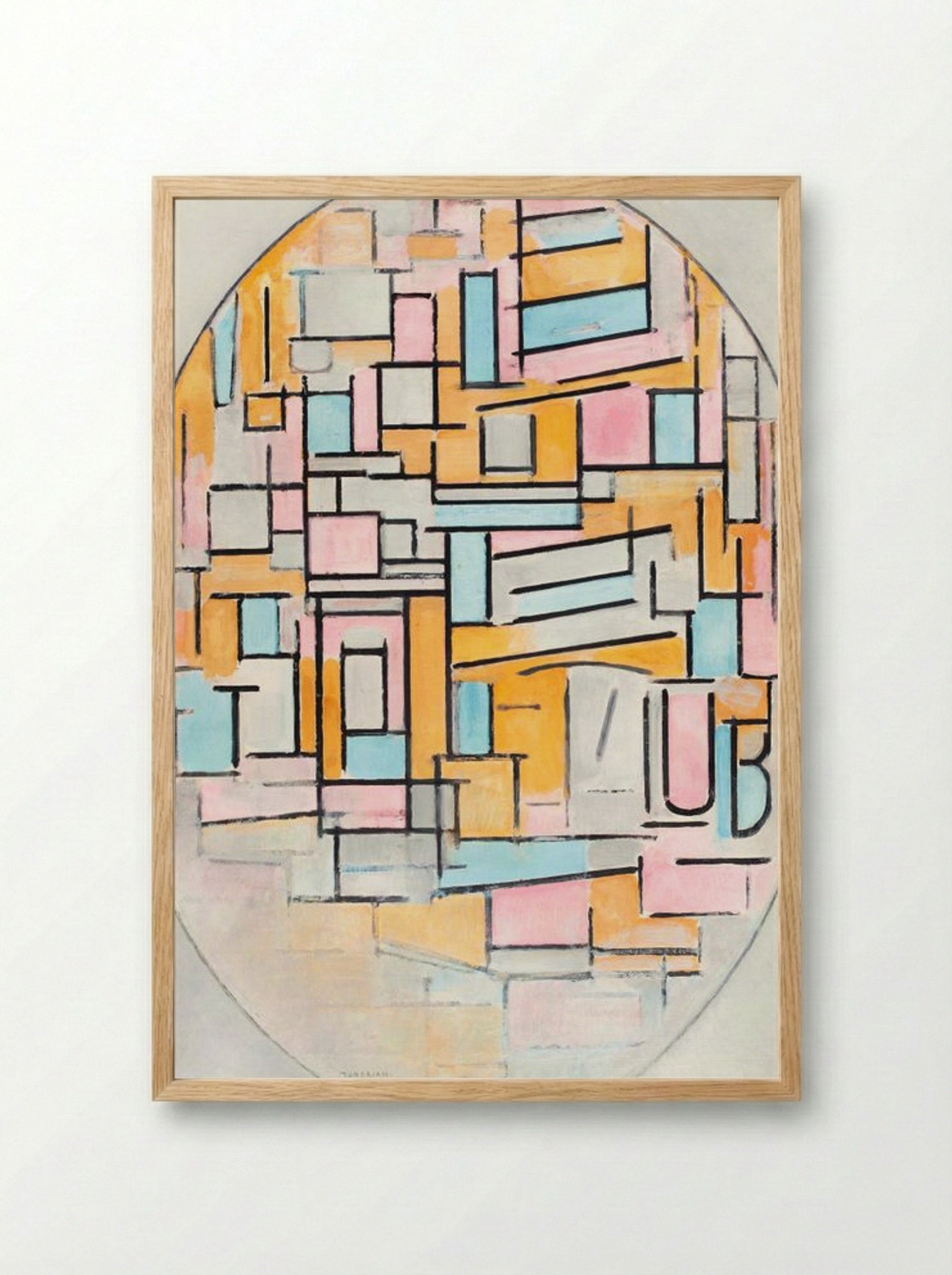 Composition with Oval in Color Planes II - Piet Mondrian - Framed Print Wood