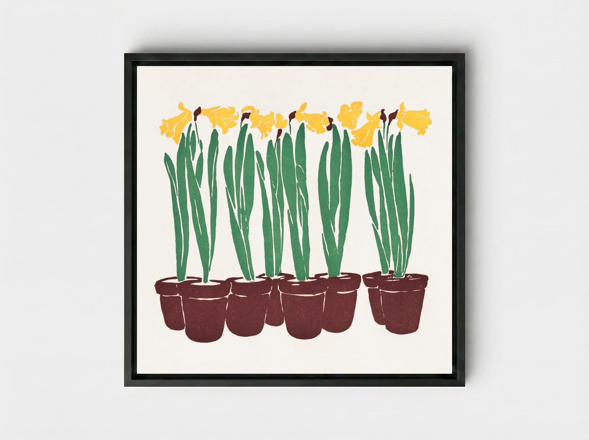 Daffodils in Pots - Edward Penfield - Framed Canvas Black