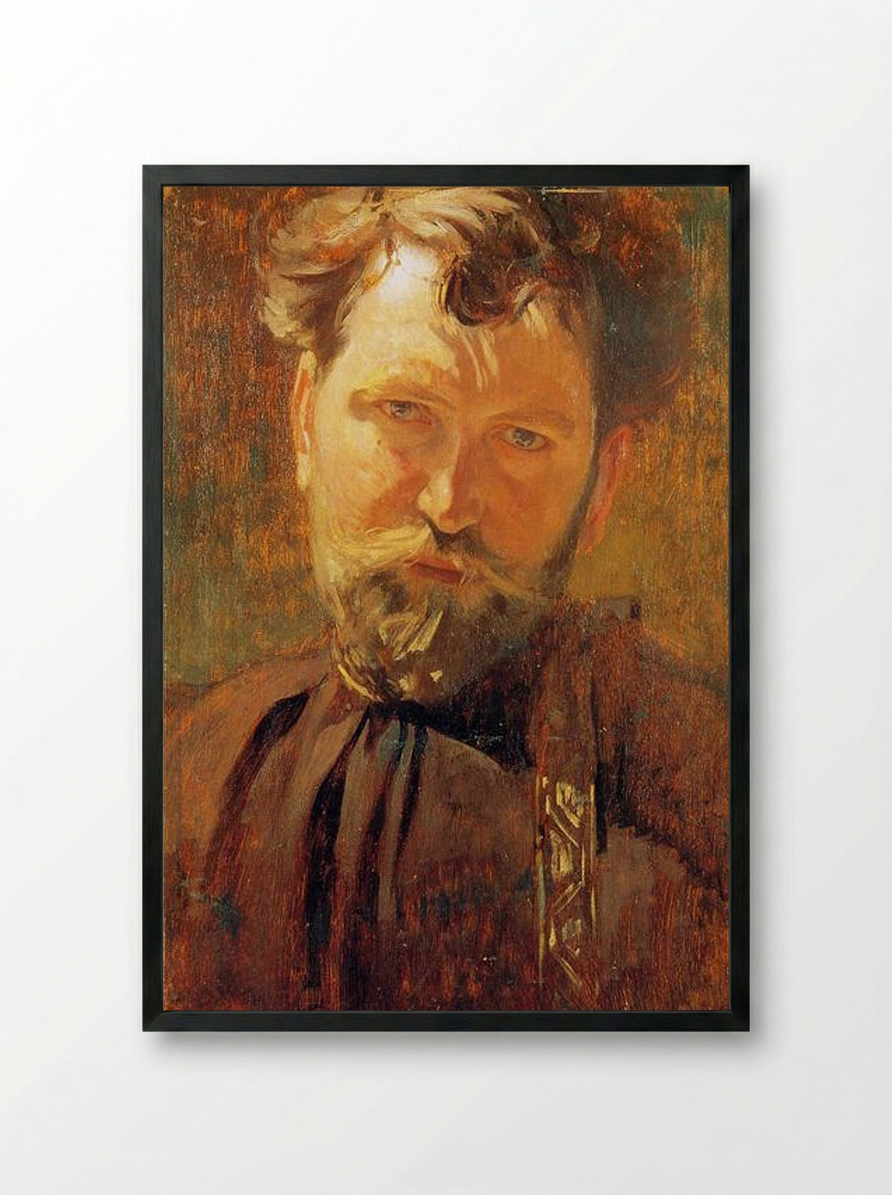 Self-portrait - Alphonse Mucha - Framed Print Black