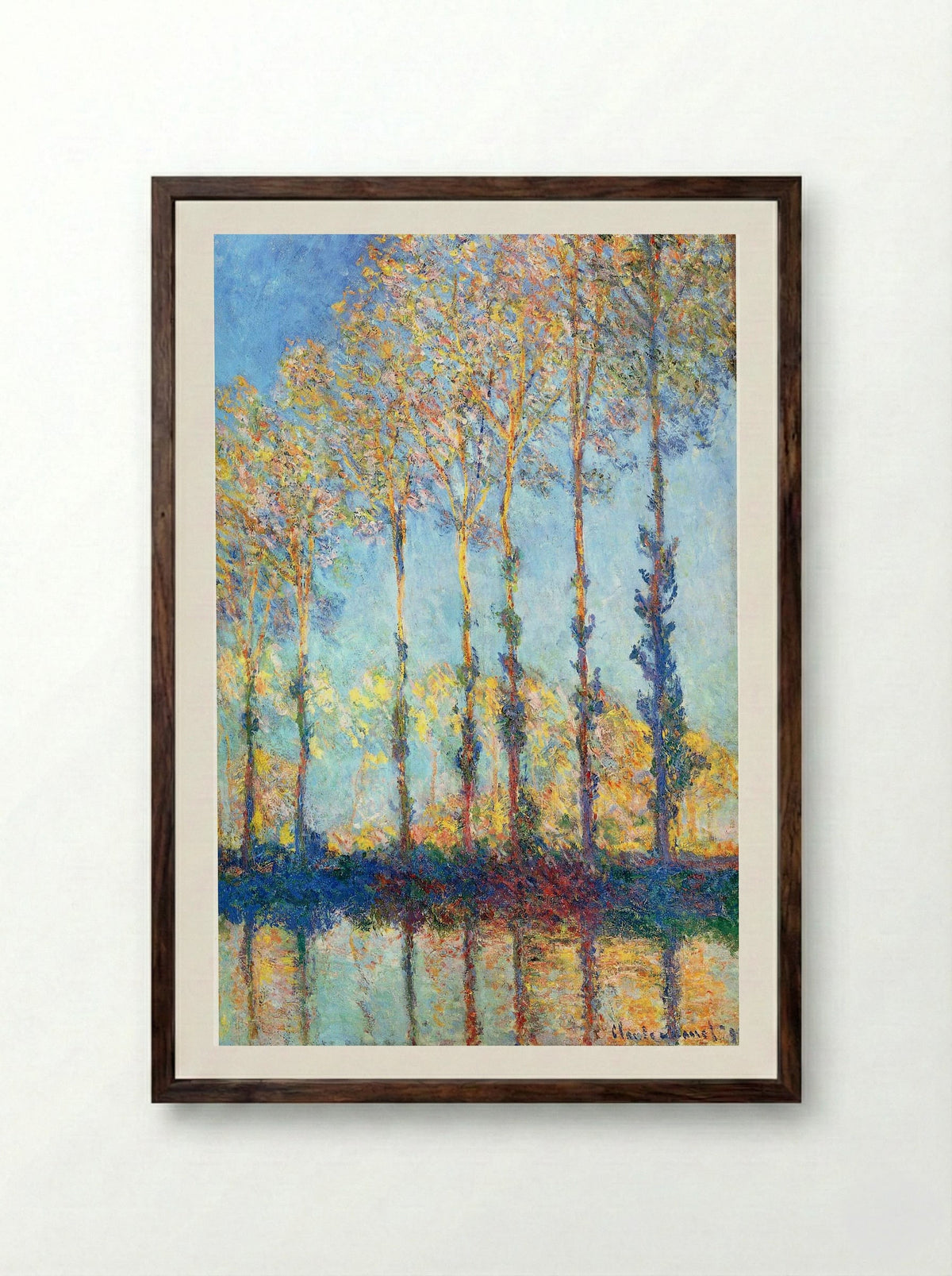 Poplars on the Banks of the Epte - Claude Monet - Framed Print Dark Wood
