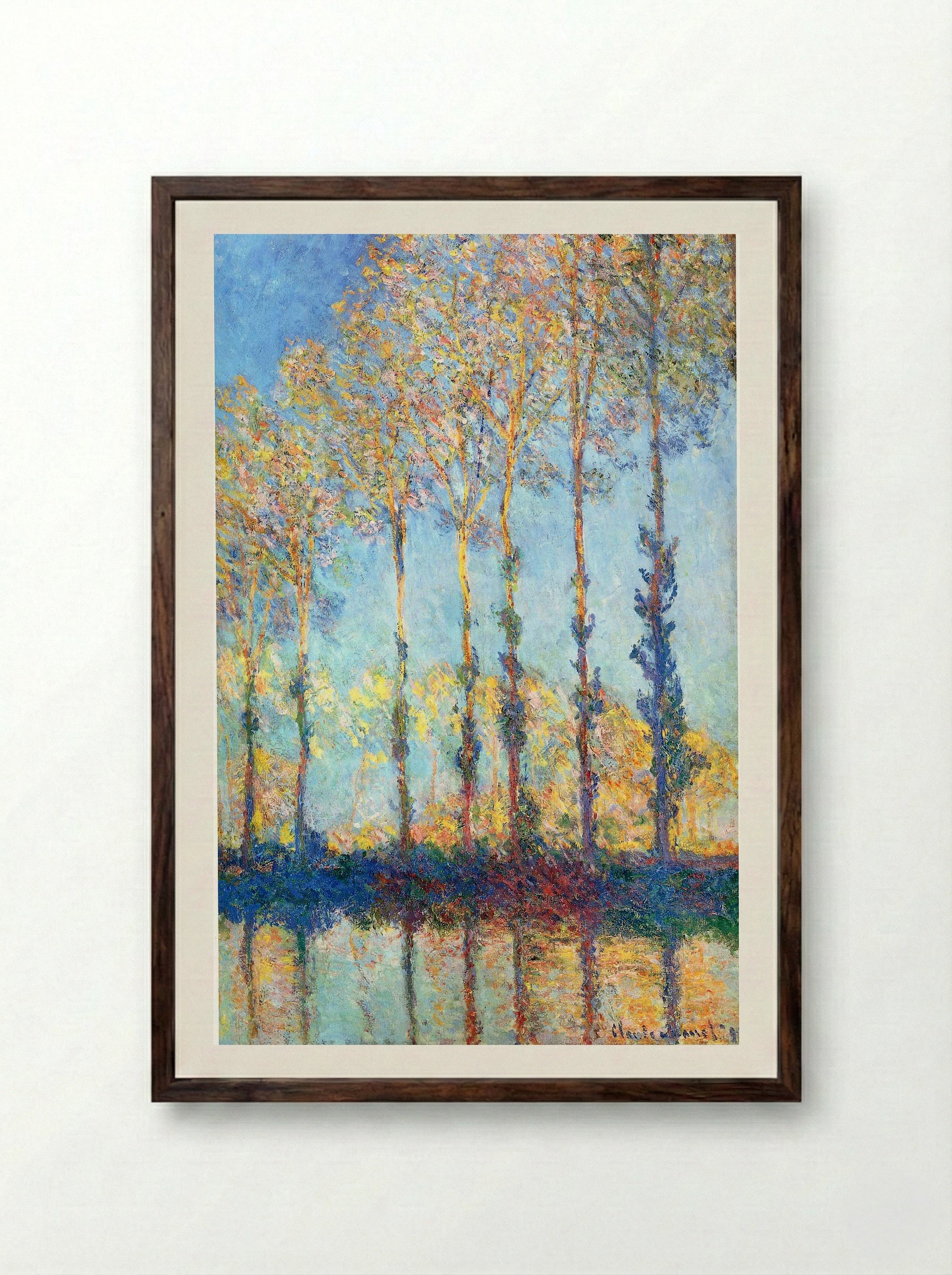 Poplars on the Banks of the Epte - Claude Monet - Framed Print Dark Wood