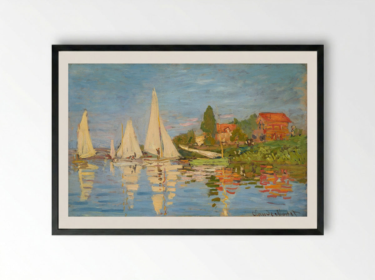 Regatta at Argenteuil - Claude Monet - Framed Print Black