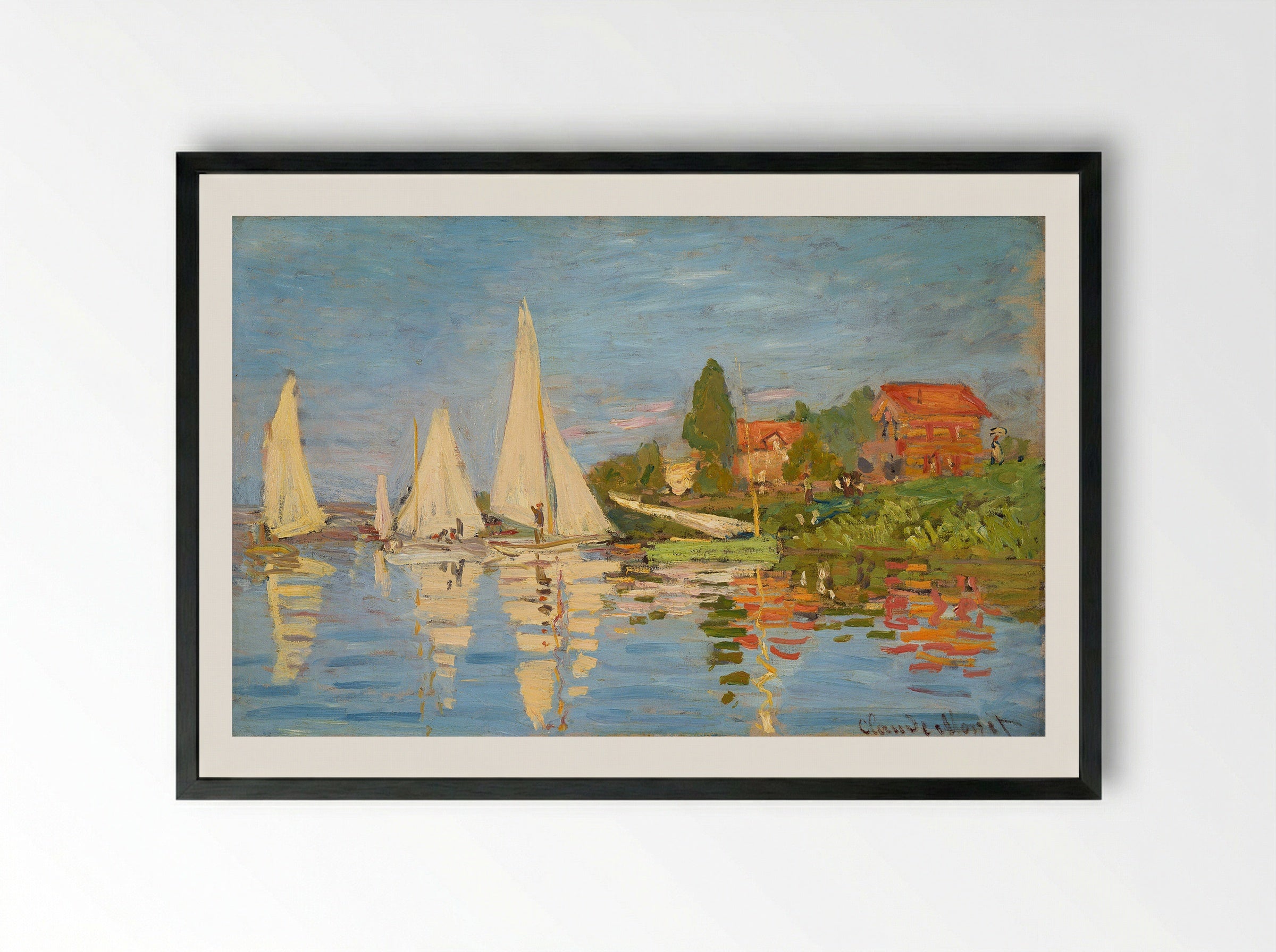 Regatta at Argenteuil - Claude Monet - Framed Print Black