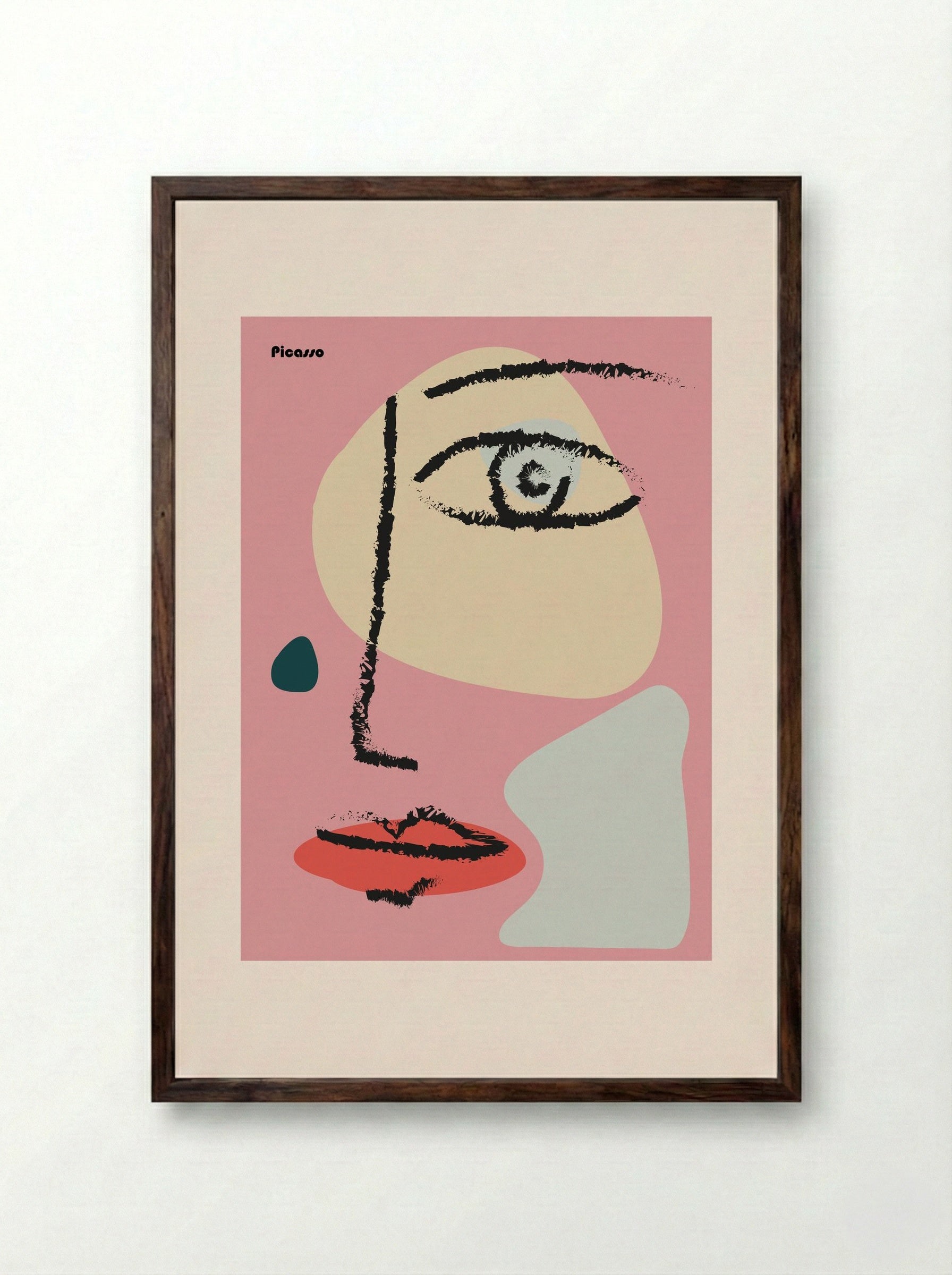 Abstract Face - Pablo Picasso - Framed Print Dark Wood