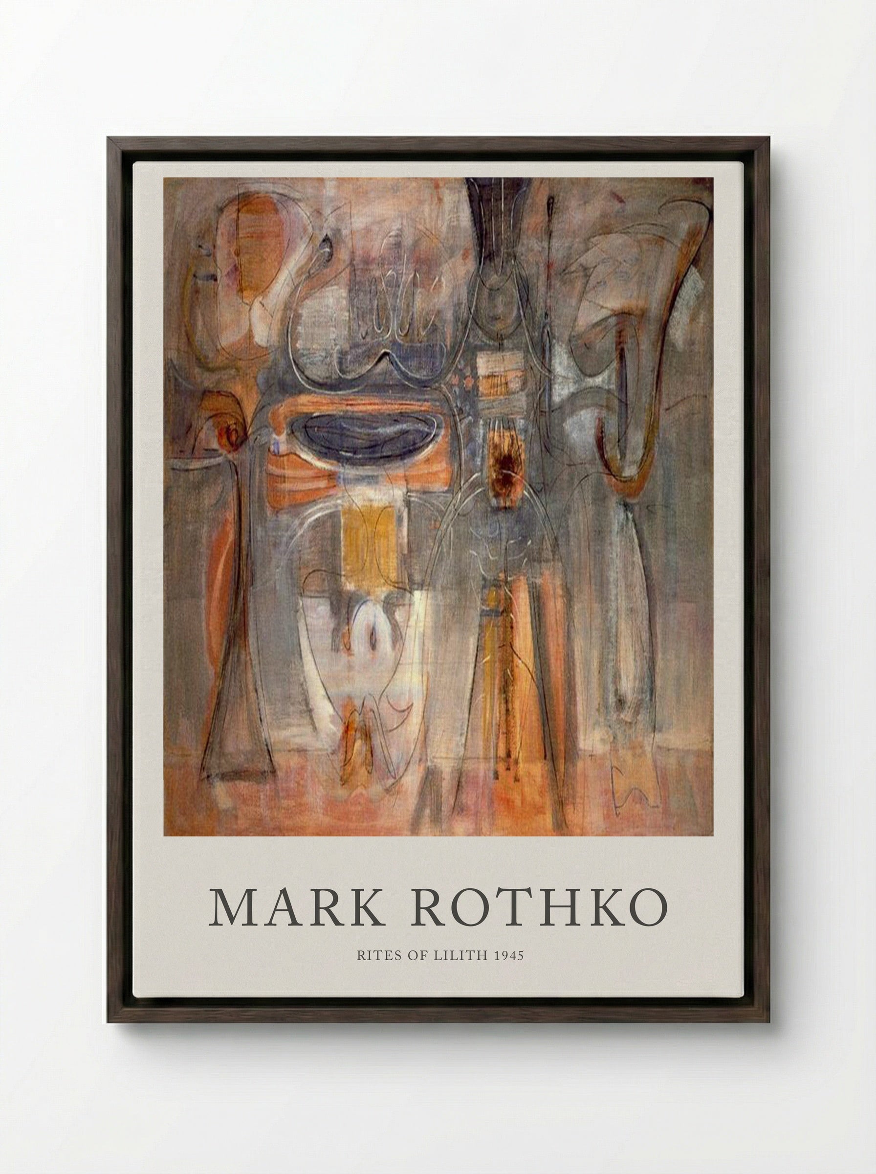Rites of Lilith - Mark Rothko - Framed Canvas Dark Wood