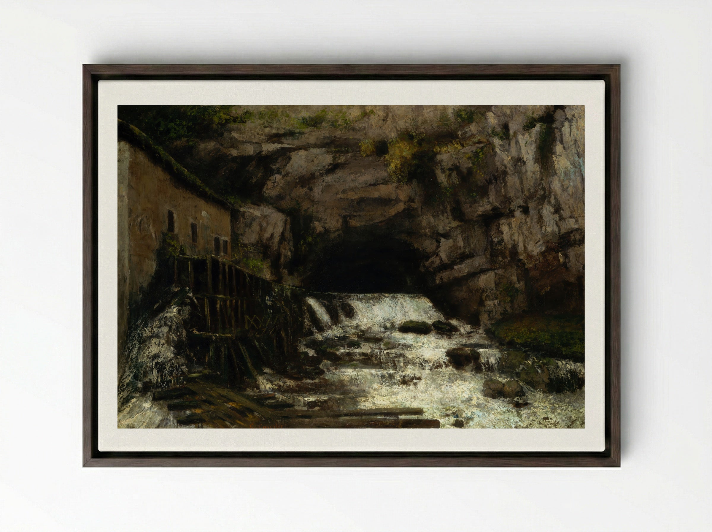 The Source of the Loue - Gustave Courbet - Framed Canvas Dark Wood