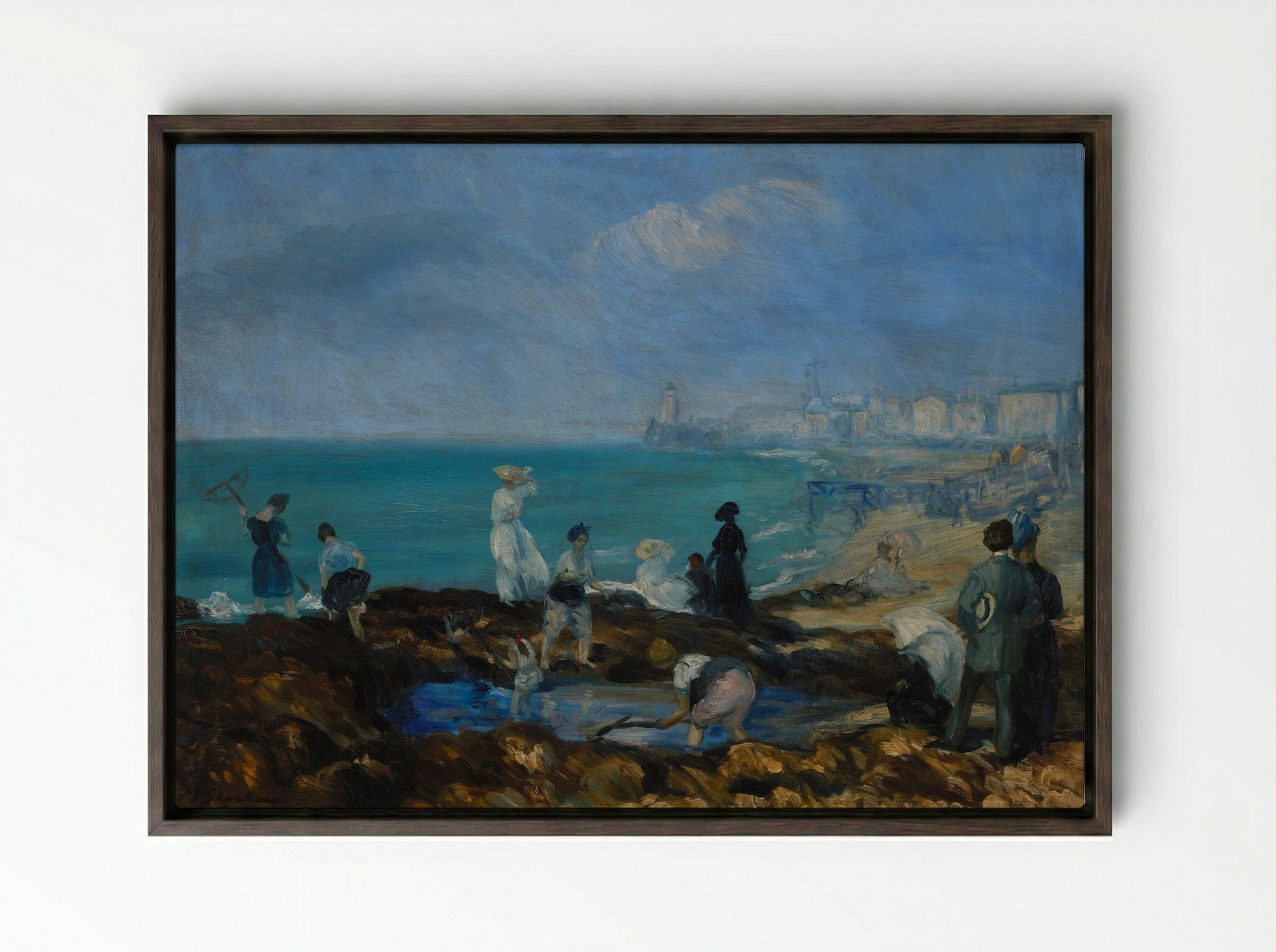 Beach at Dieppe - William James Glackens - Framed Canvas Dark Wood