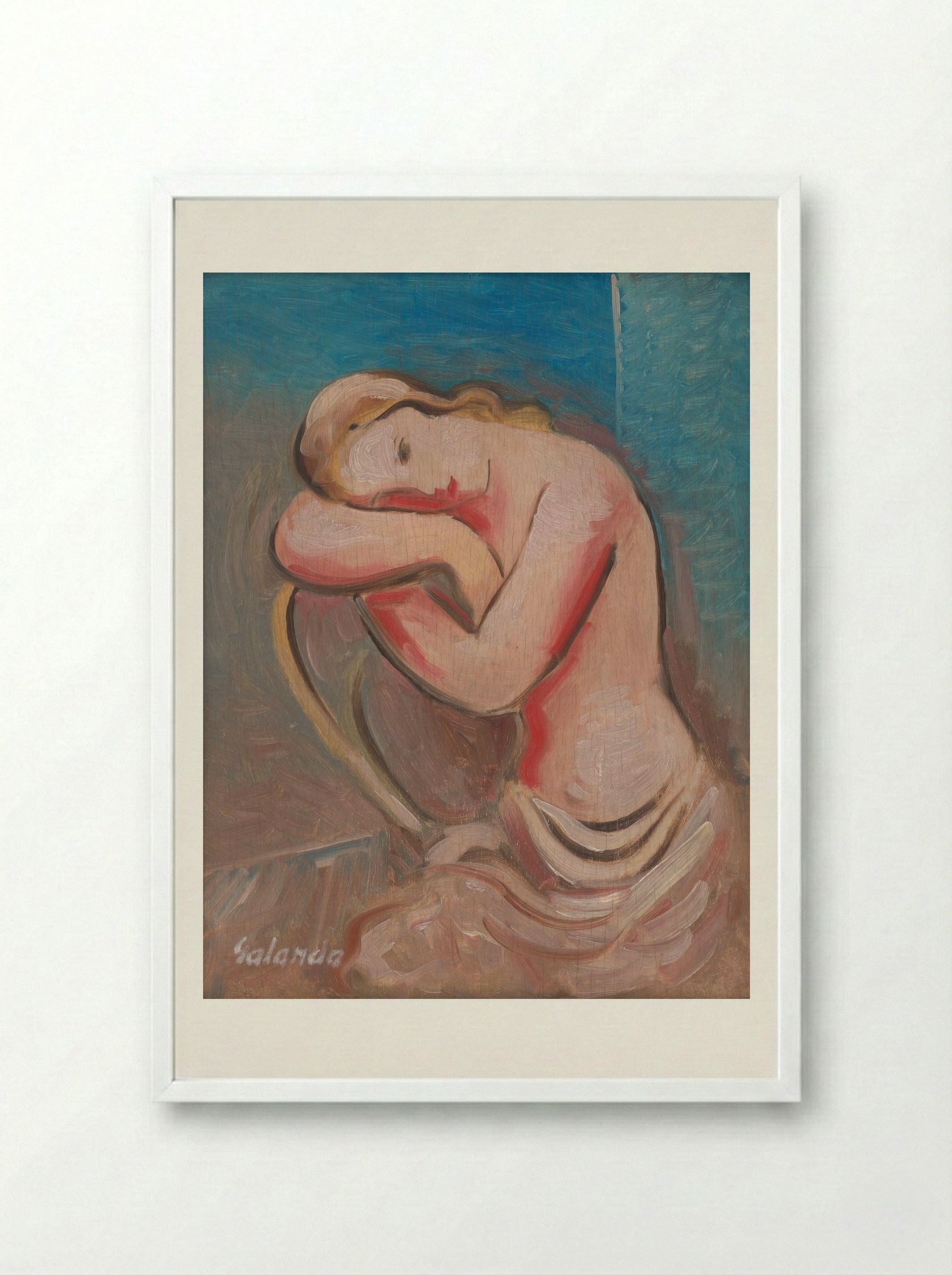 Seated Model - Mikuláš Galanda - Framed Print White
