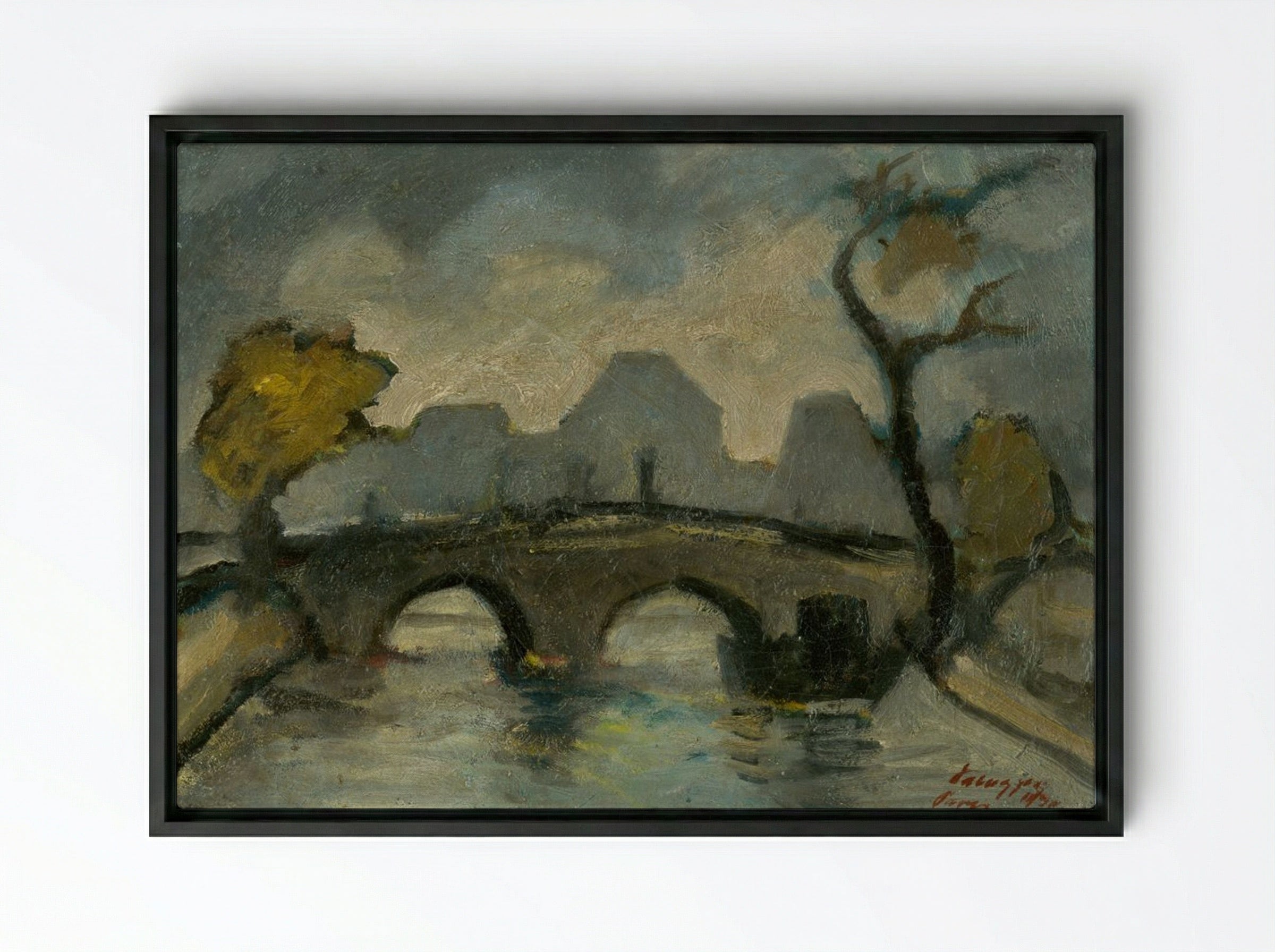 Bridge in Paris (Pont Marie) - Zolo Palugyay - Framed Canvas Black