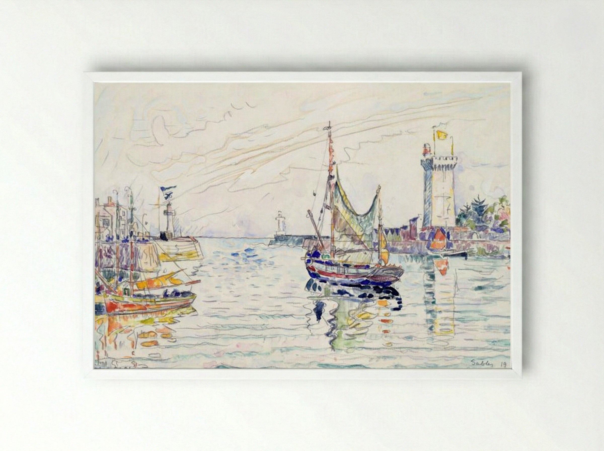 View of Les Sables d'Olonne - Paul Signac - Framed Print White