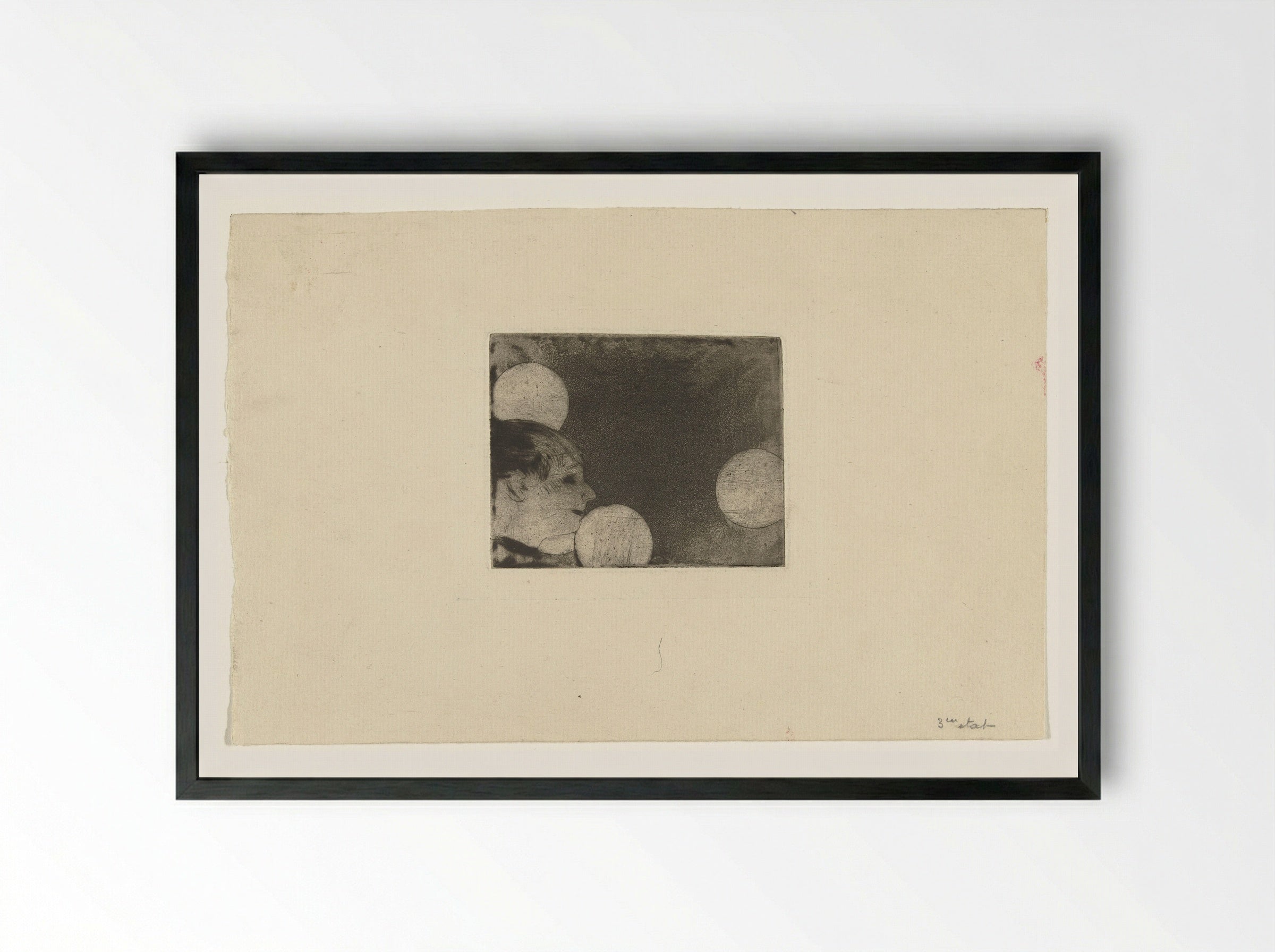 Singer in Profile with Four Gas Lamps - Edgar Degas - Framed Print Black