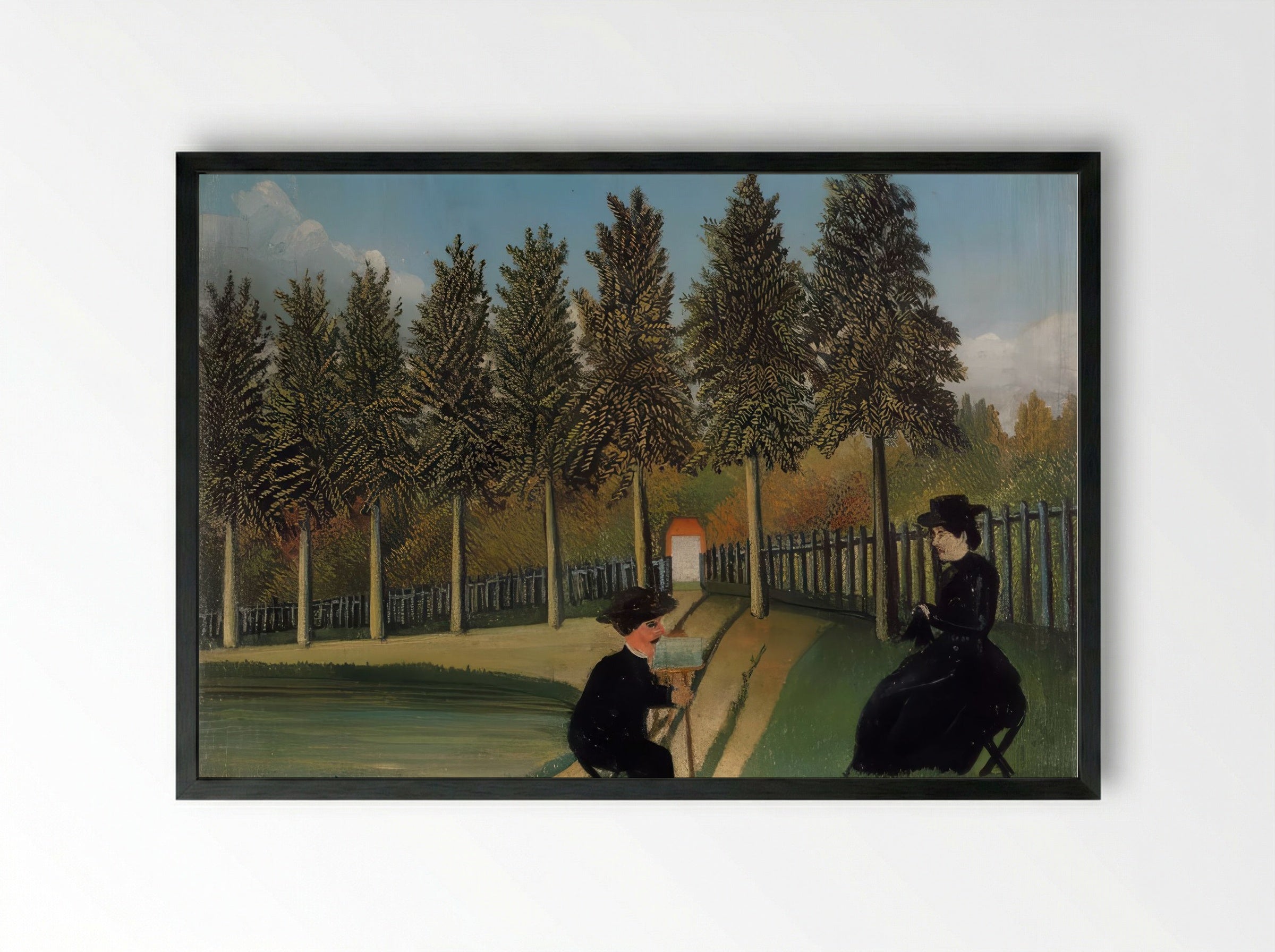 The Artist Painting His Wife by Henri Rousseau – Naïve Art Figurative Interior Print - Framed Print Black