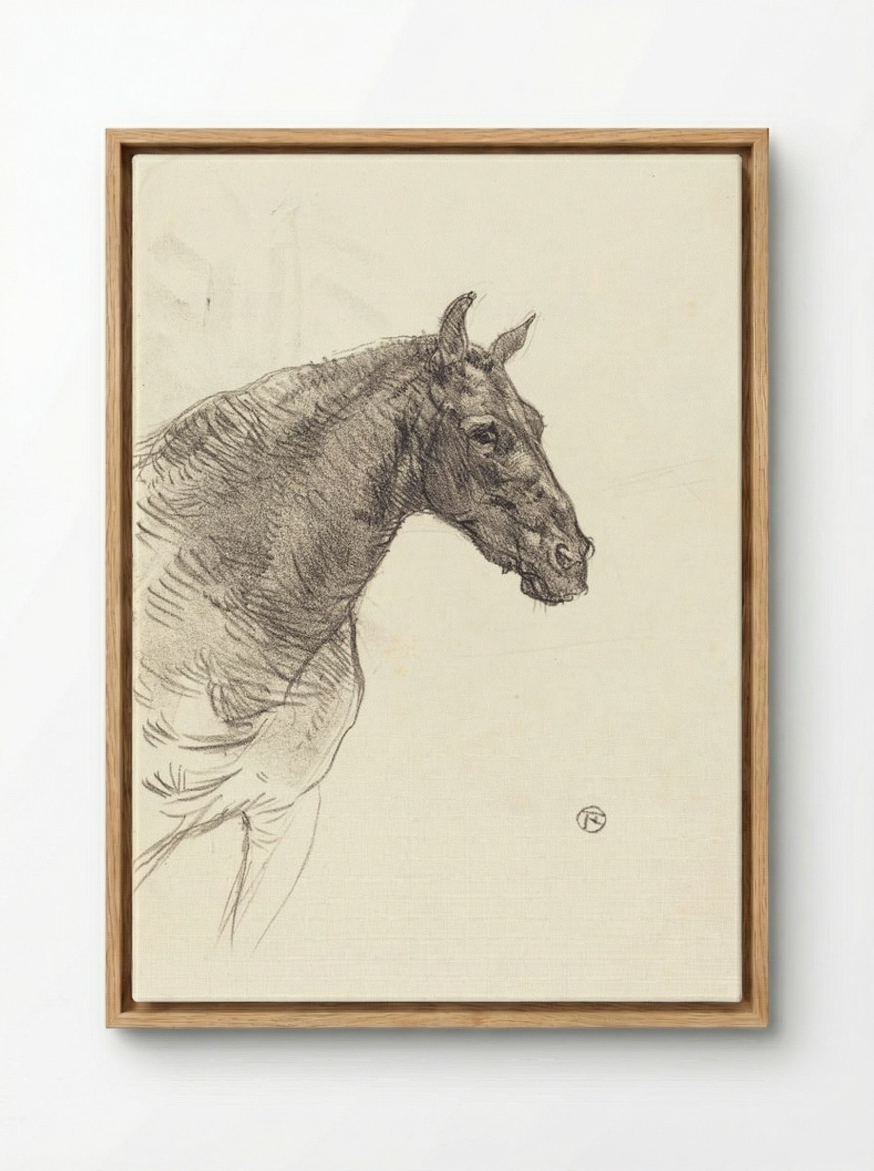 Le Vieux Cheval (Old Horse) - Henri de Toulouse-Lautrec - Framed Canvas Wood
