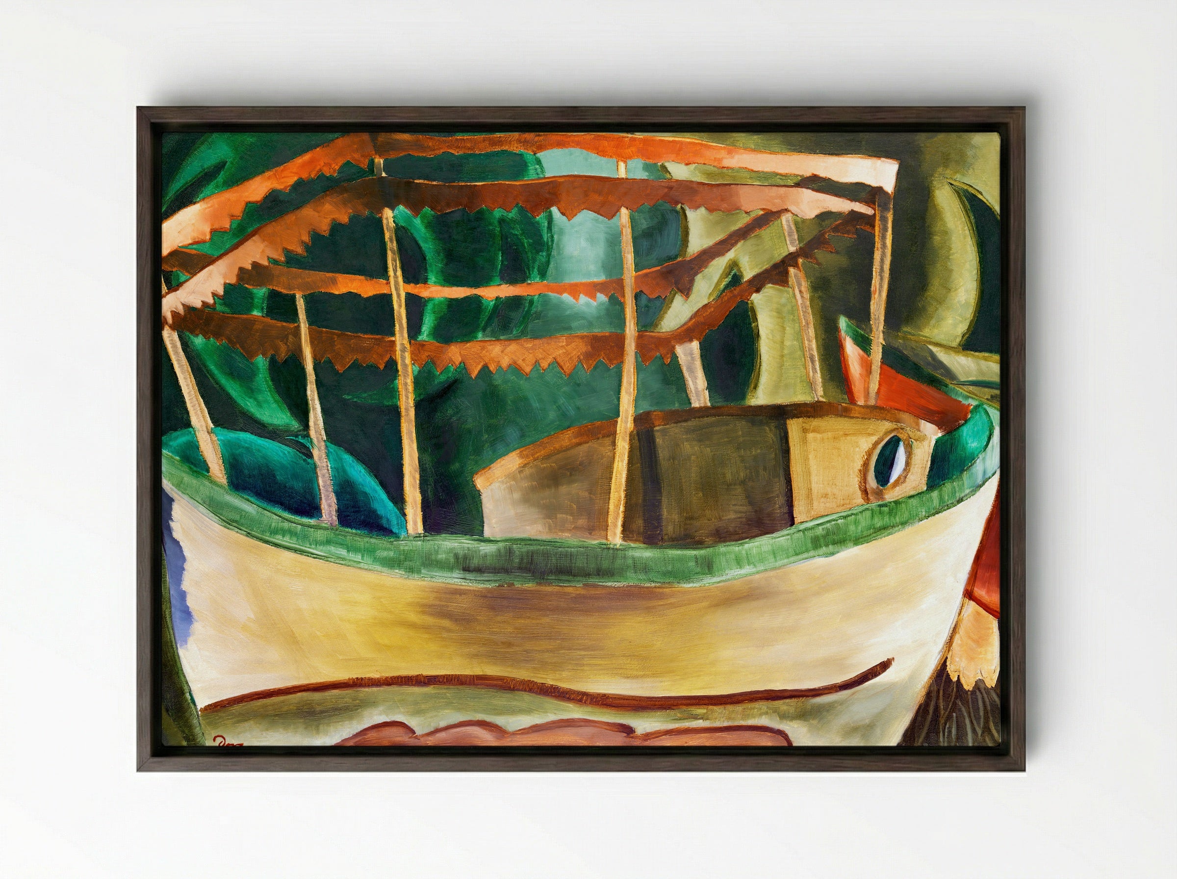 Fishboat - Arthur Dove - Framed Canvas Dark Wood