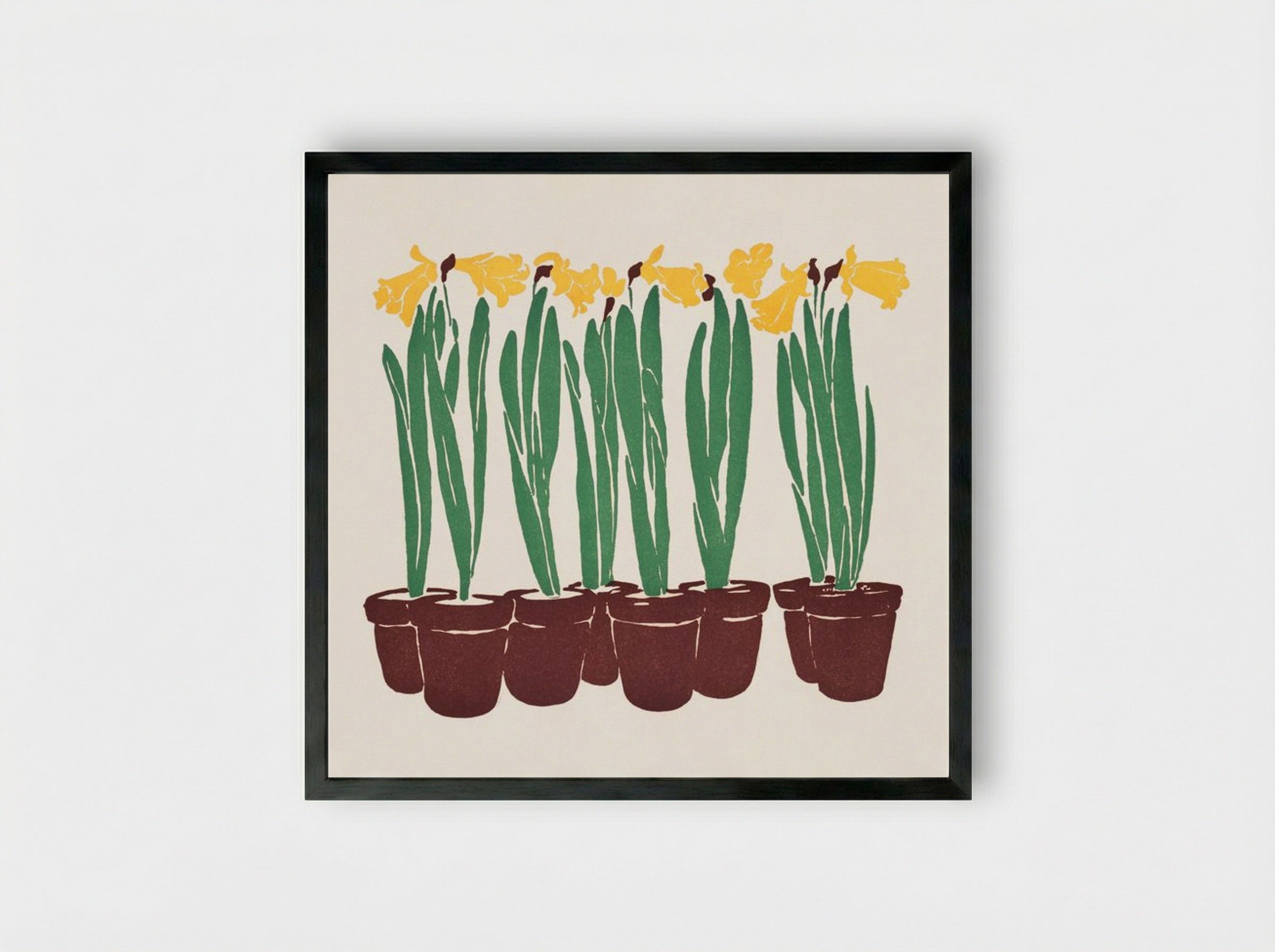 Daffodils in Pots - Edward Penfield - Framed Print Black