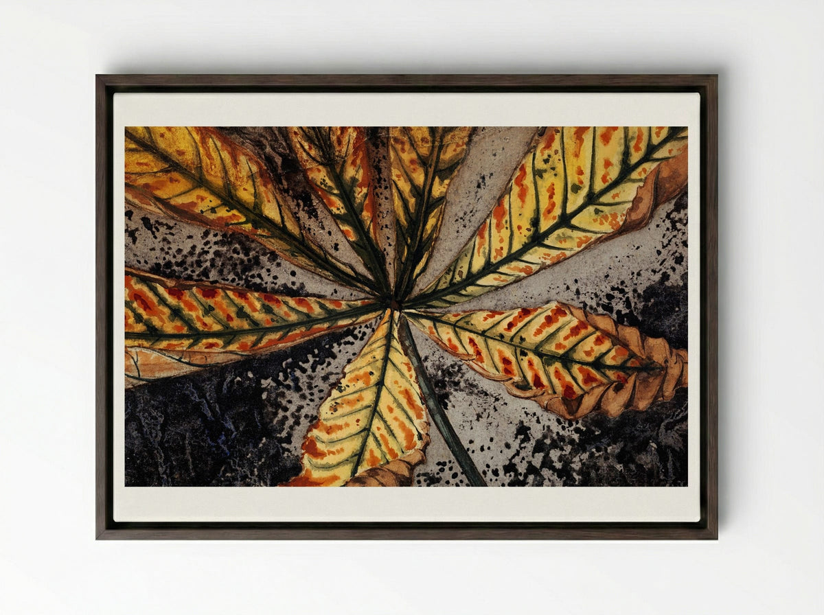 Chestnut Leaf - Julie de Graag - Framed Canvas Dark Wood