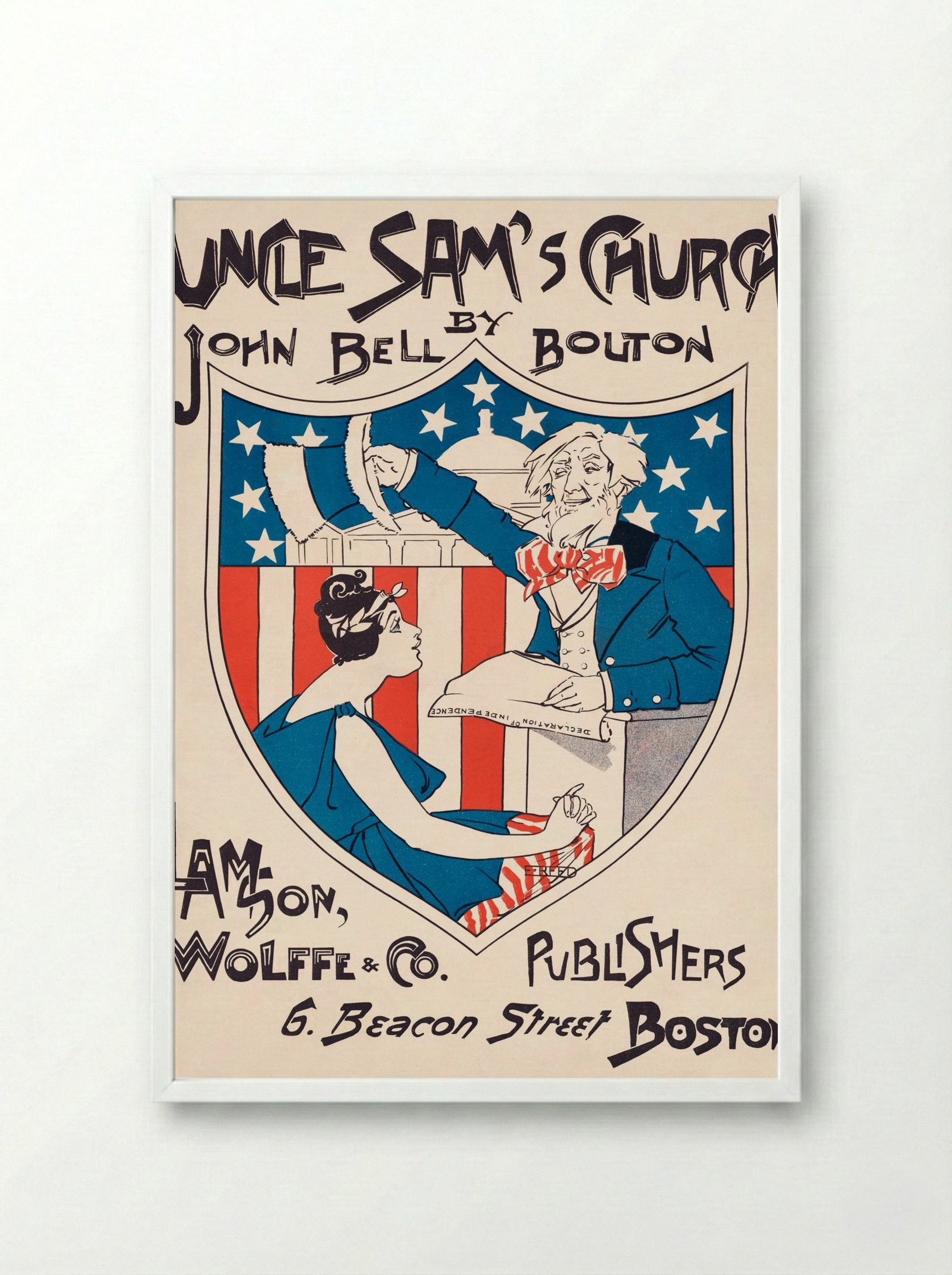 Uncle Sam's Church - Ethel Reed - Framed Print White