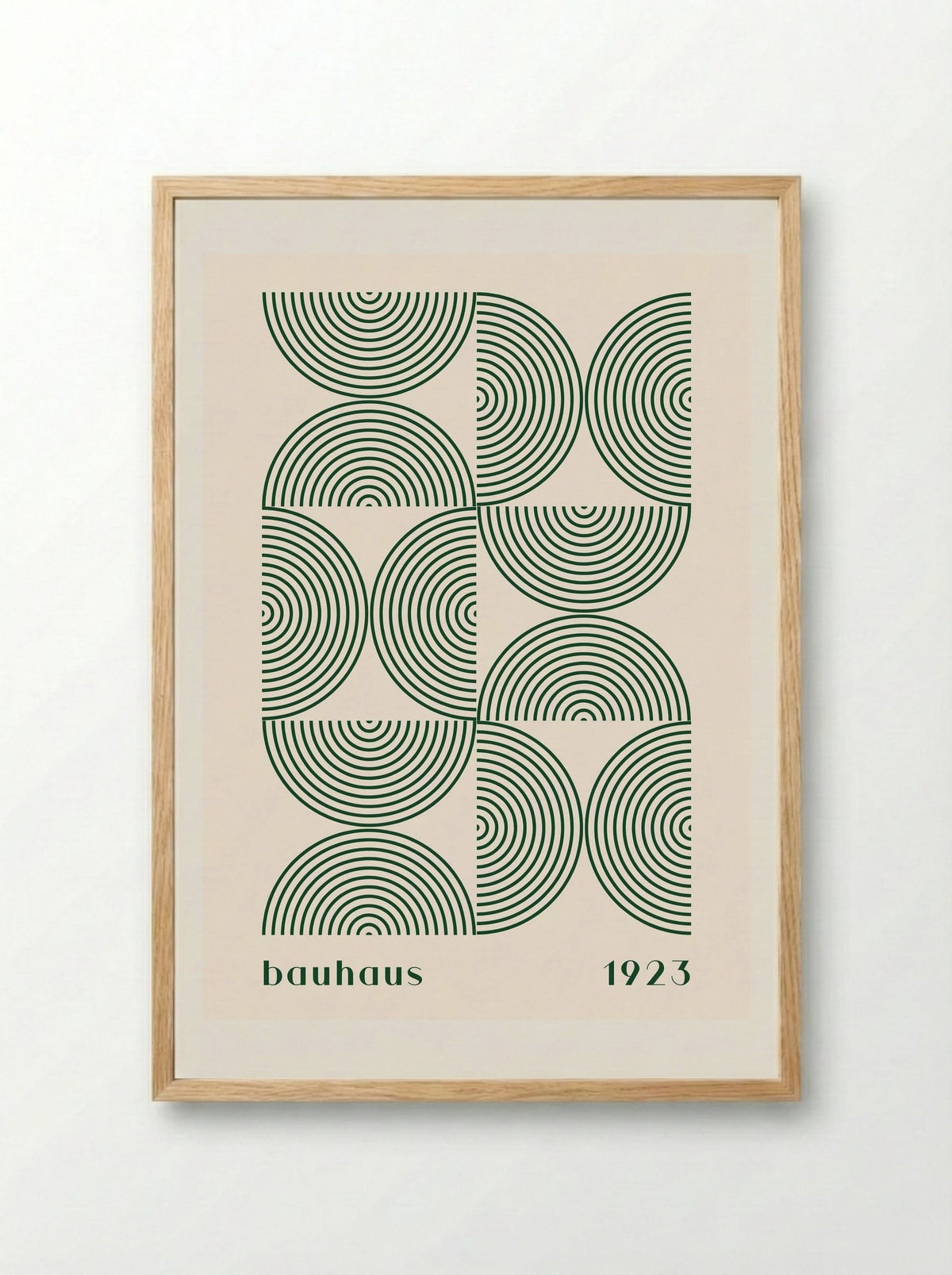 Bauhaus Halves & Lines – Green and Cream (1923) - Framed Print Wood
