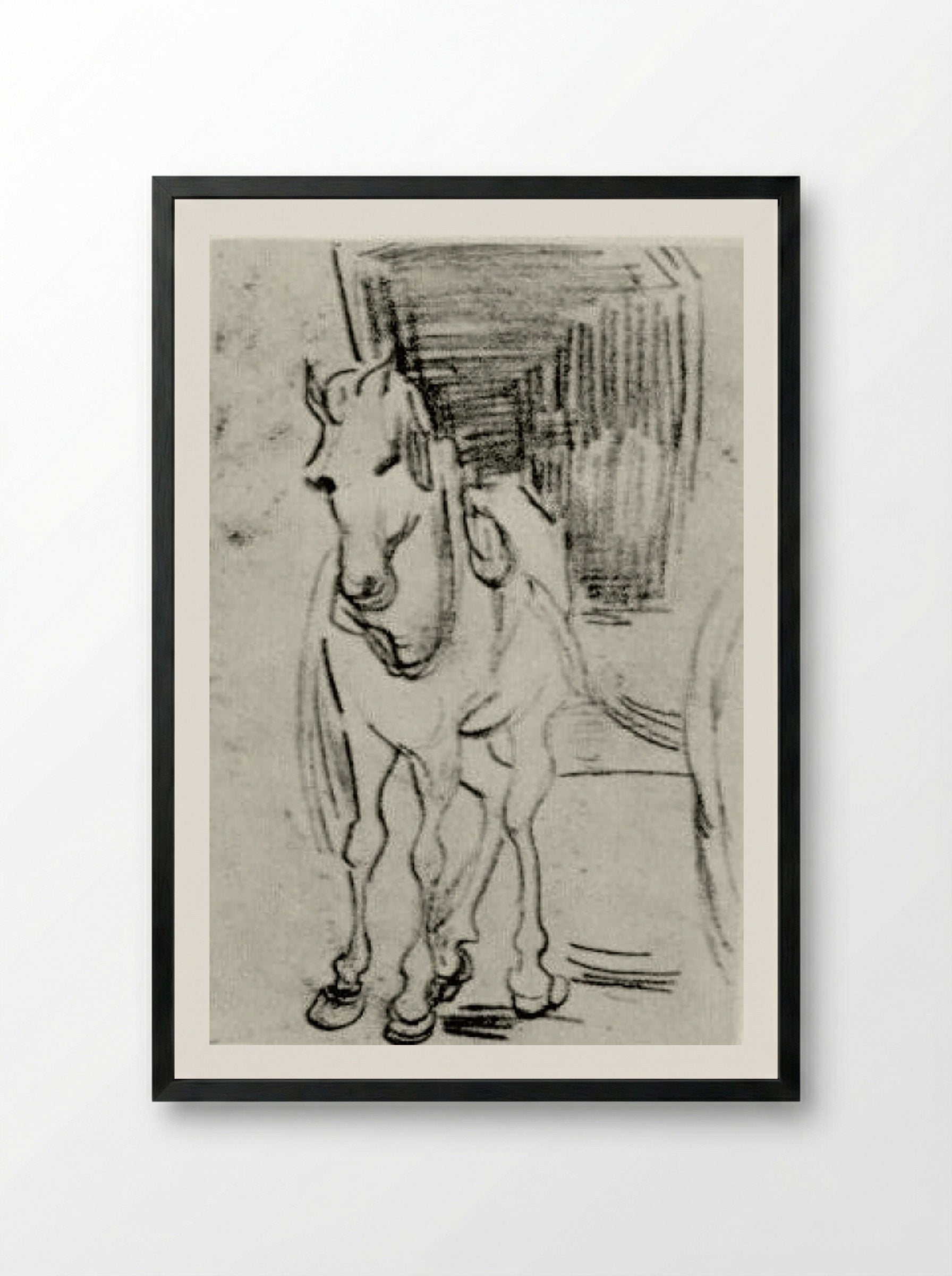 Horse and Carriage (Sketch) - Fine Art Print - Framed Print Black