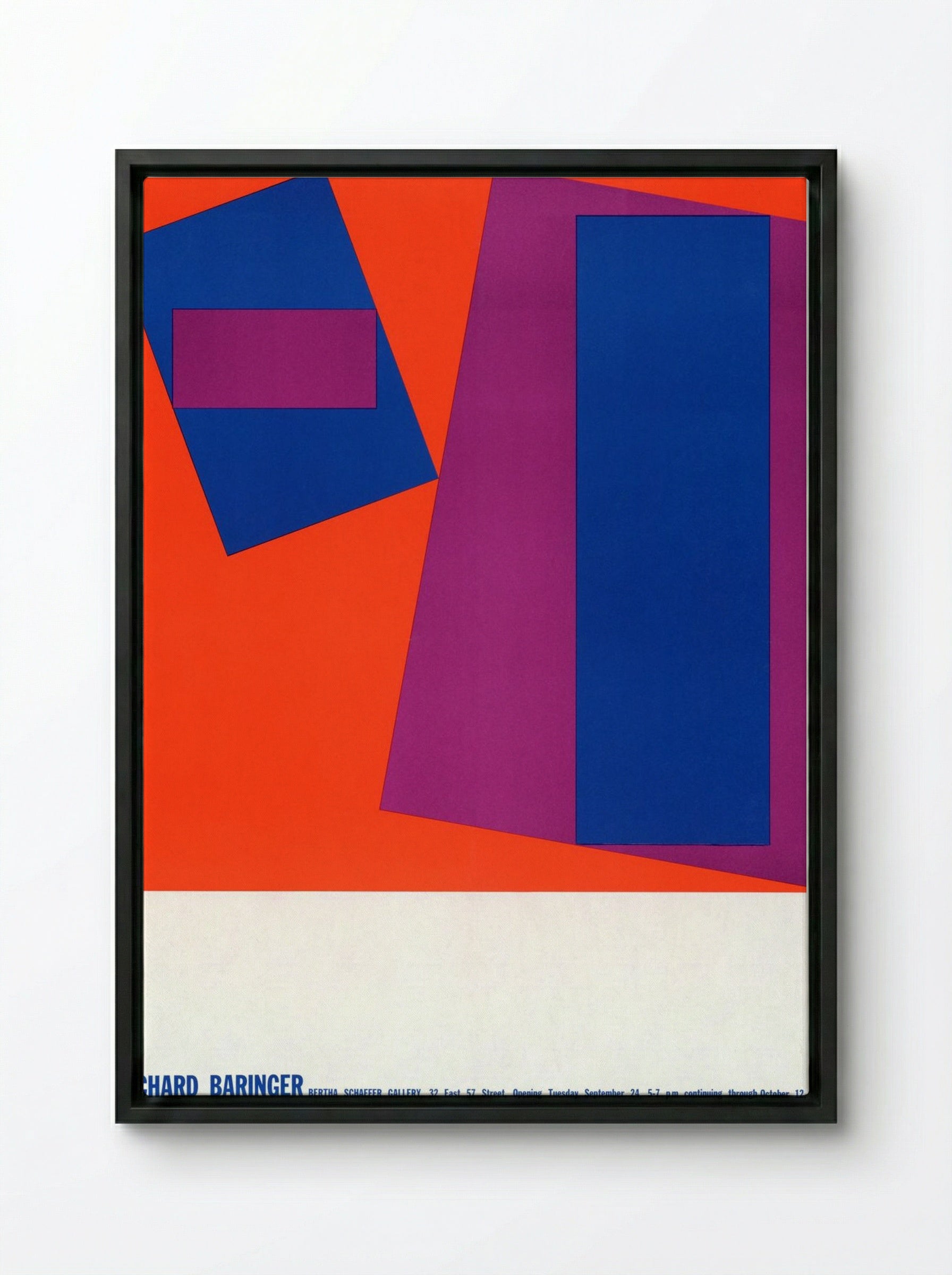 Untitled (Geometric Abstraction, 1963 Exhibition Poster) - Richard Baringer - Framed Canvas Black