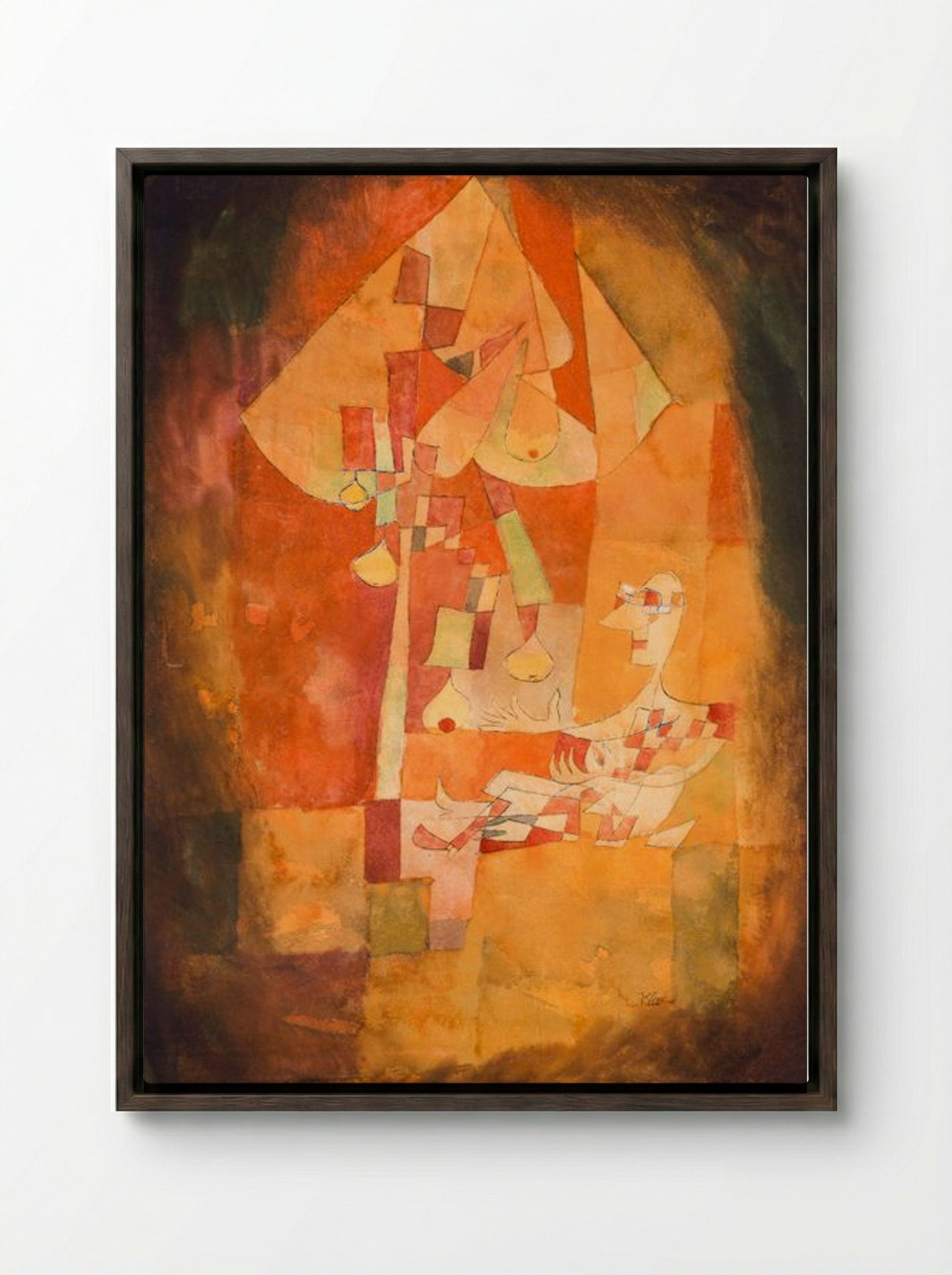 The Man Under the Pear Tree - Paul Klee - Framed Canvas Dark Wood