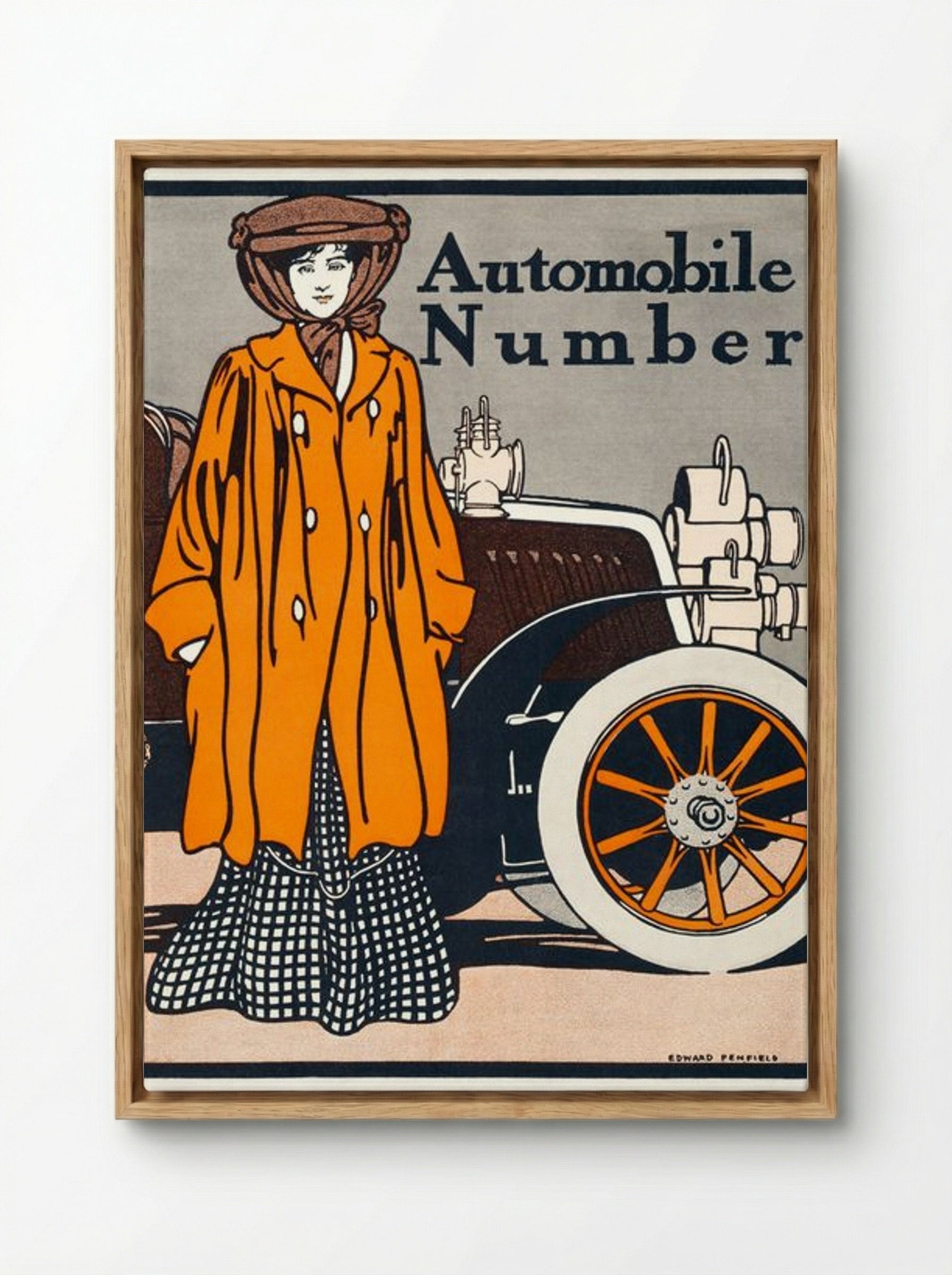 Automobile Number - Edward Penfield - Framed Canvas Wood
