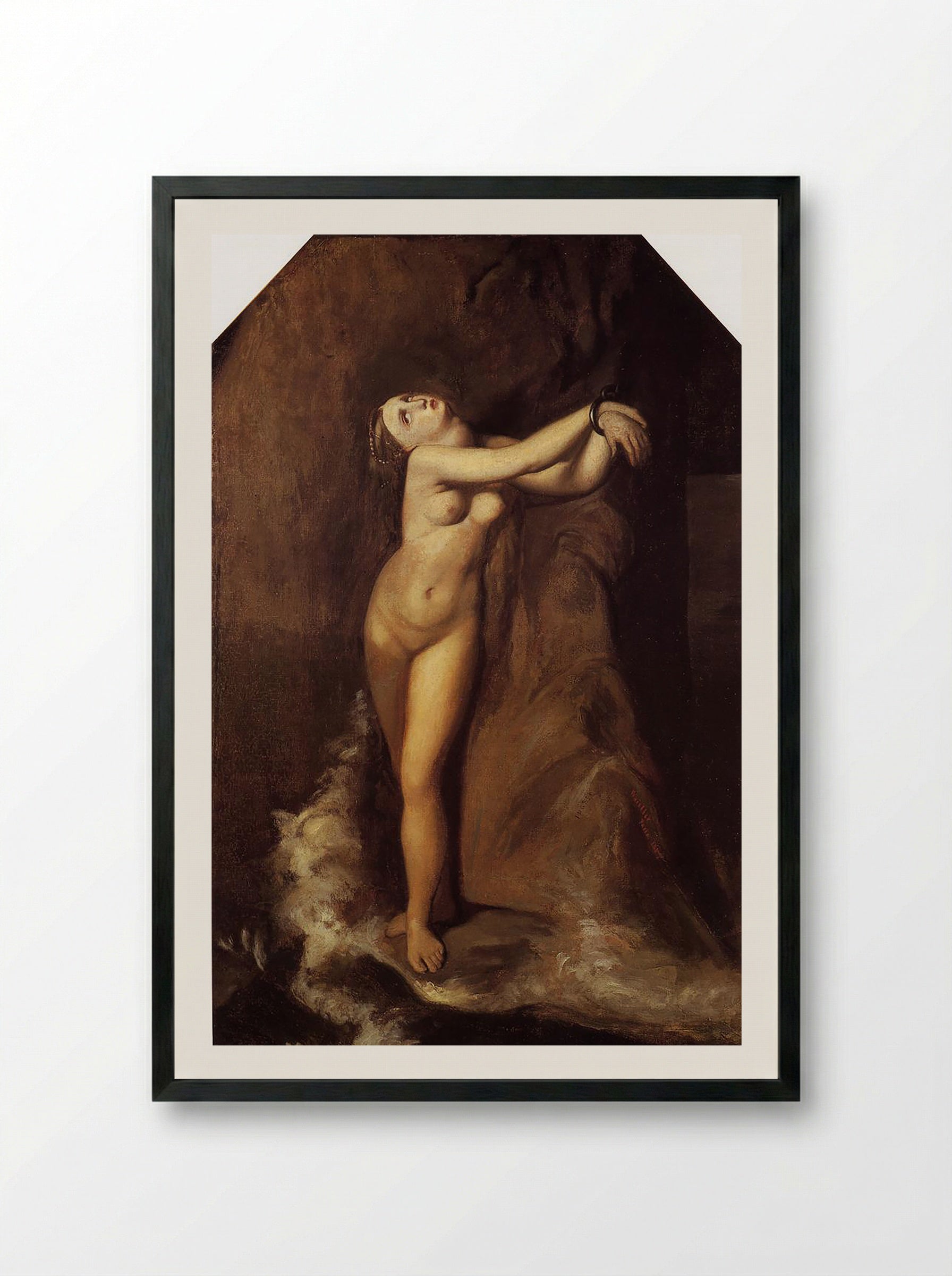 Roger Freeing Angelica - Jean-Auguste-Dominique Ingres - Framed Print Black