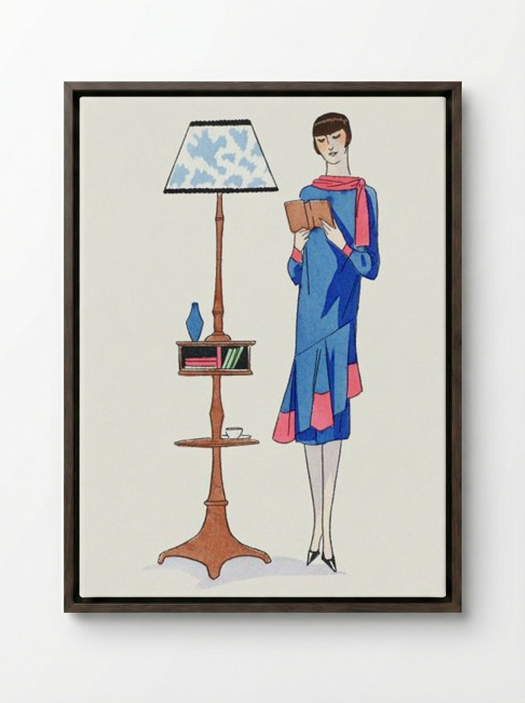 Afternoon Dress Topped with Pink Crepe - Gustav Beer - Framed Canvas Dark Wood