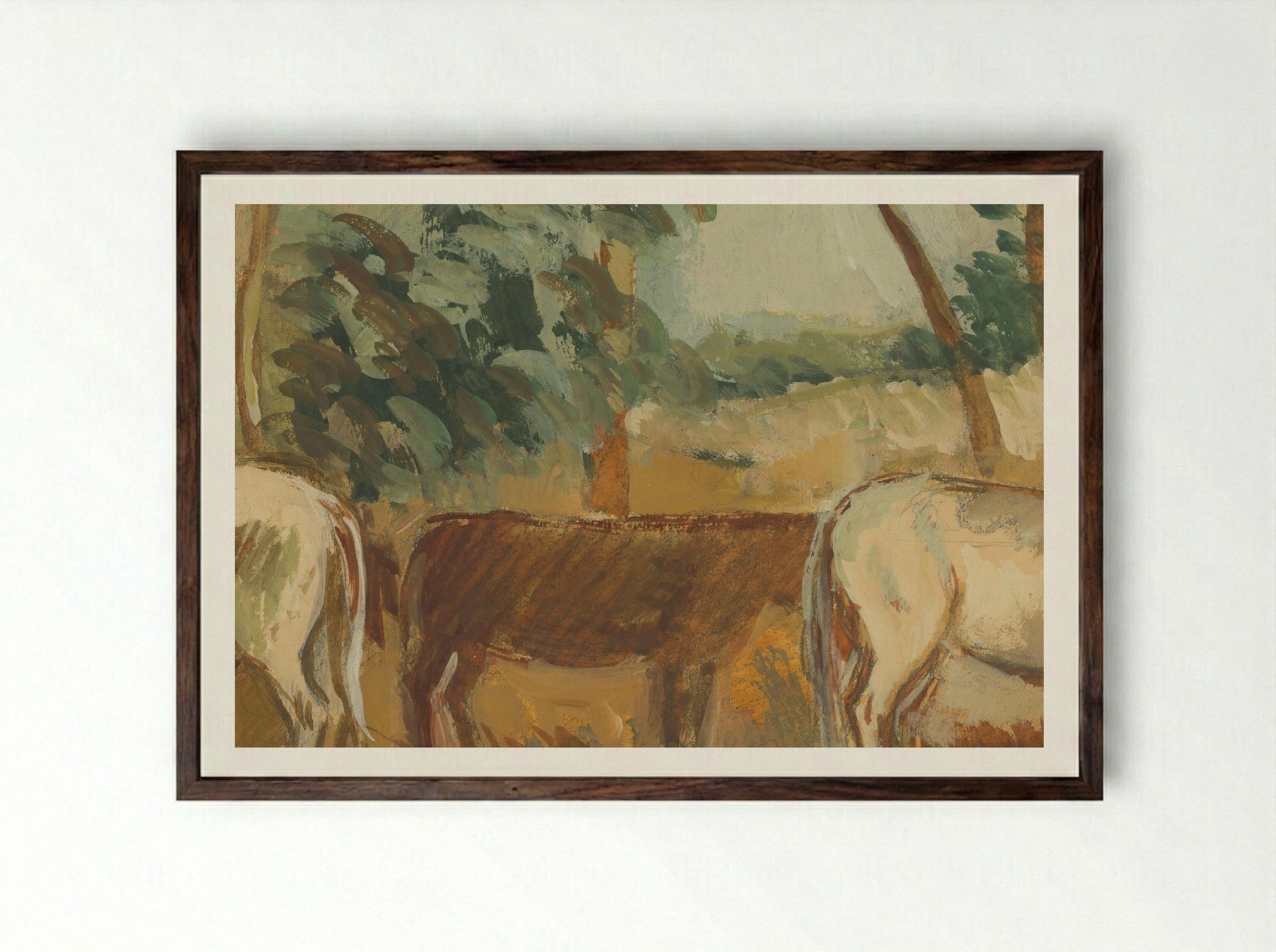 Cows in a Landscape - Cyprián Majerník - Framed Print Dark Wood