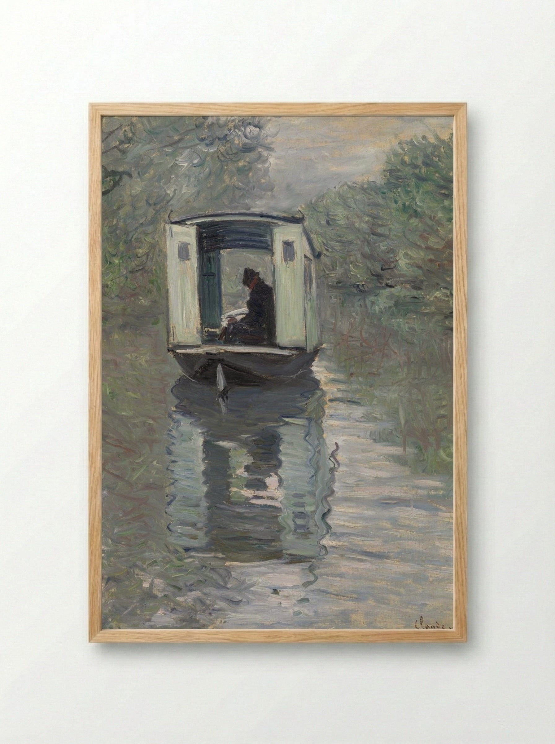 The Studio Boat (Le Bateau-atelier) - Claude Monet - Framed Print Wood