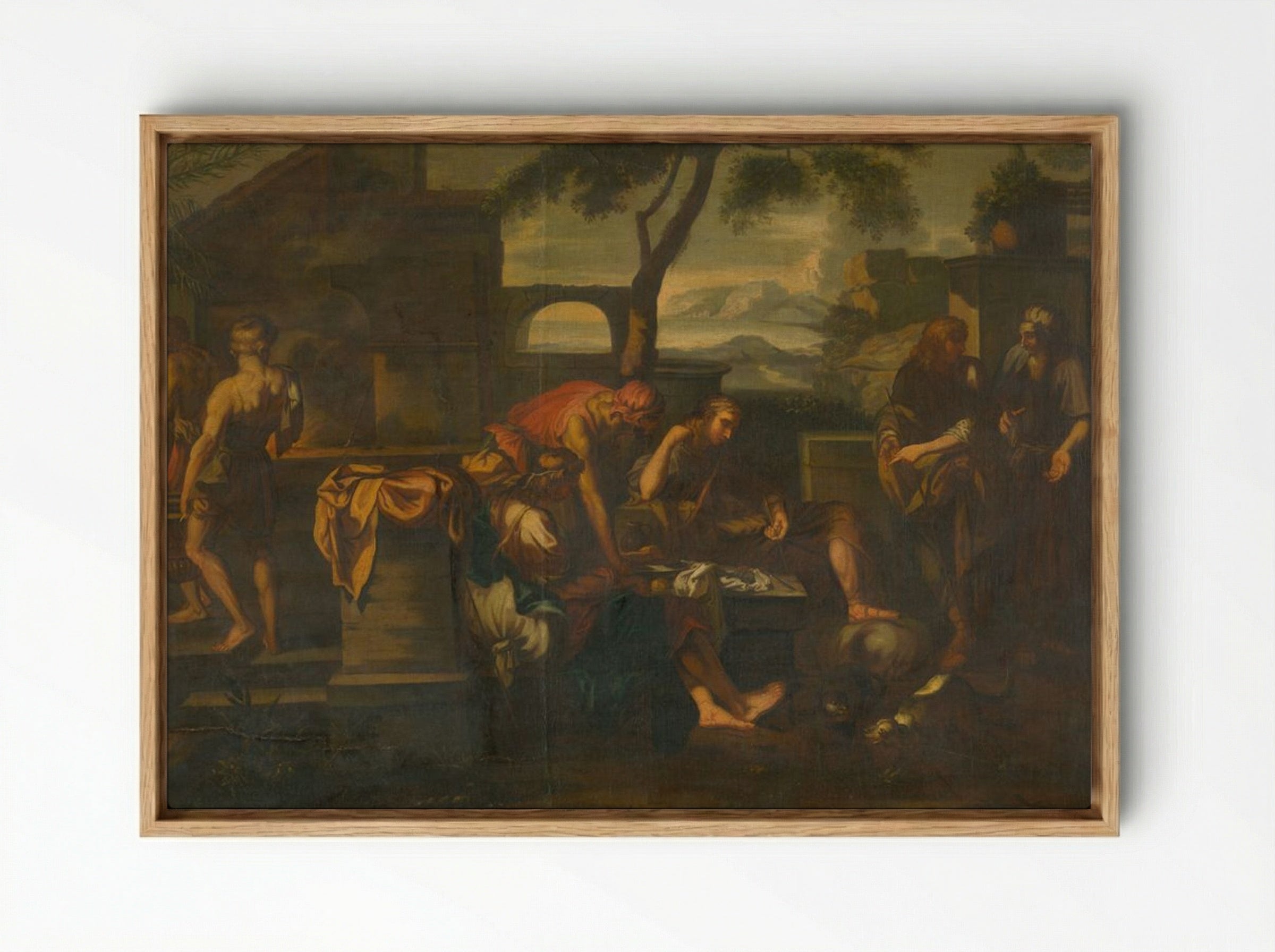 Biblical Scene with Figures - Fine Art Print - Framed Canvas Wood