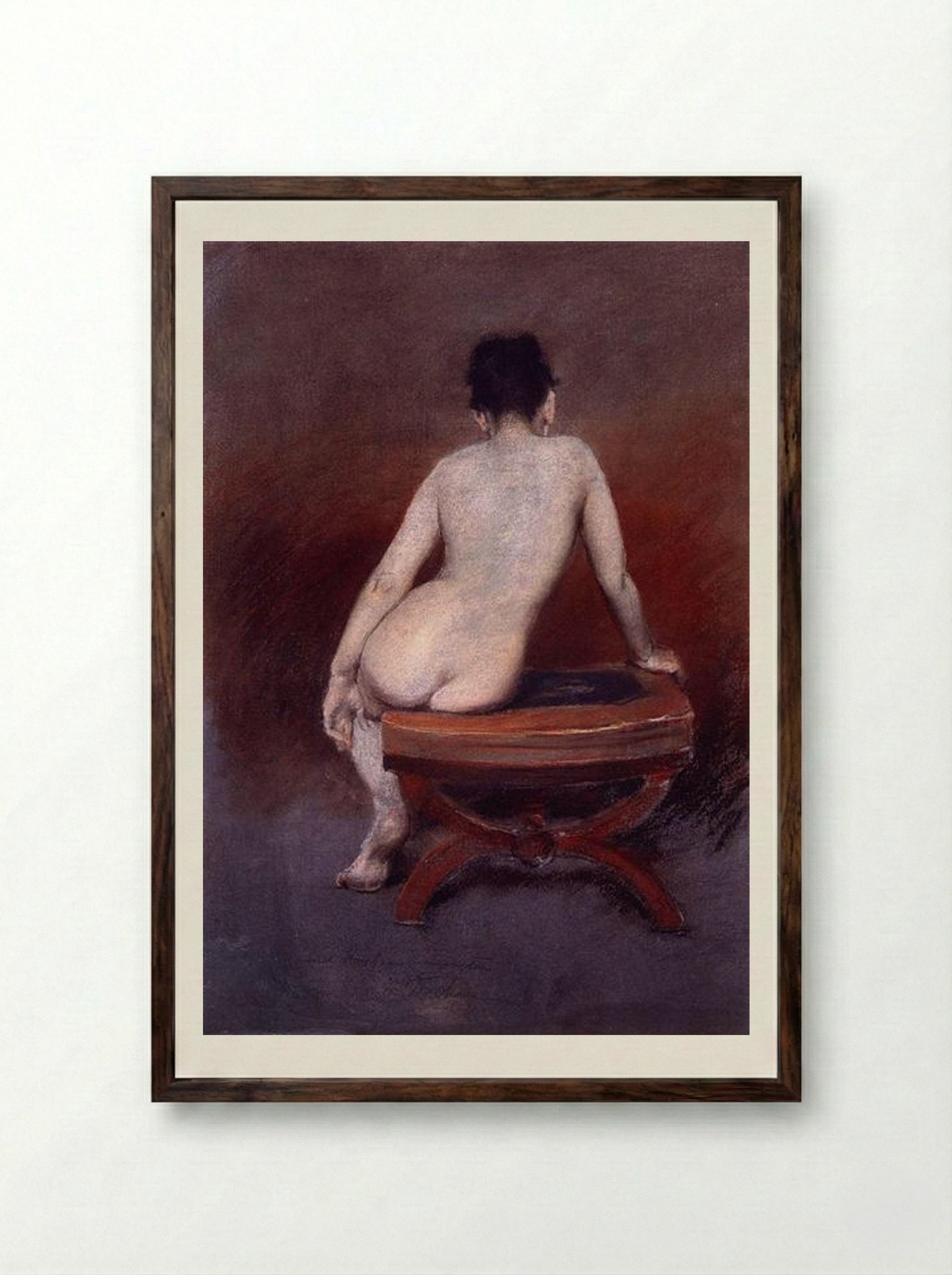 Back of a Nude - William Merritt Chase - Framed Print Dark Wood