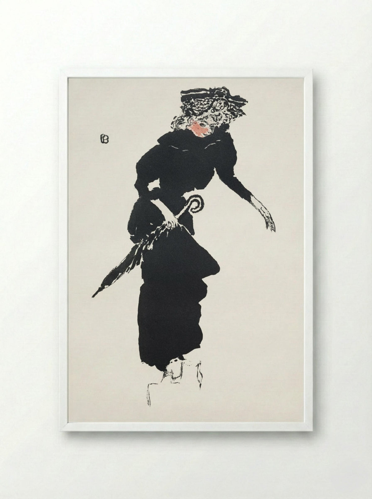 Woman with an Umbrella - Pierre Bonnard - Framed Print White