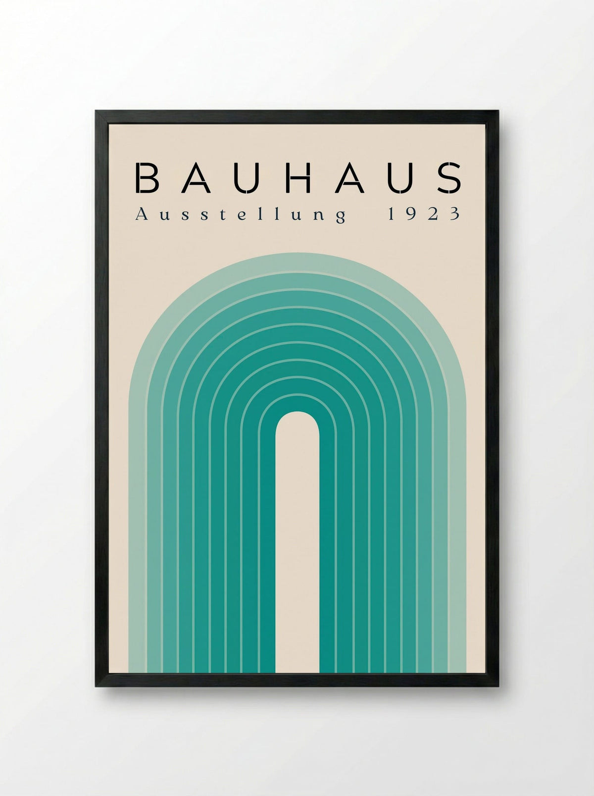 Bauhaus Teal Arch – 1923 Exhibition Poster - Framed Print Black