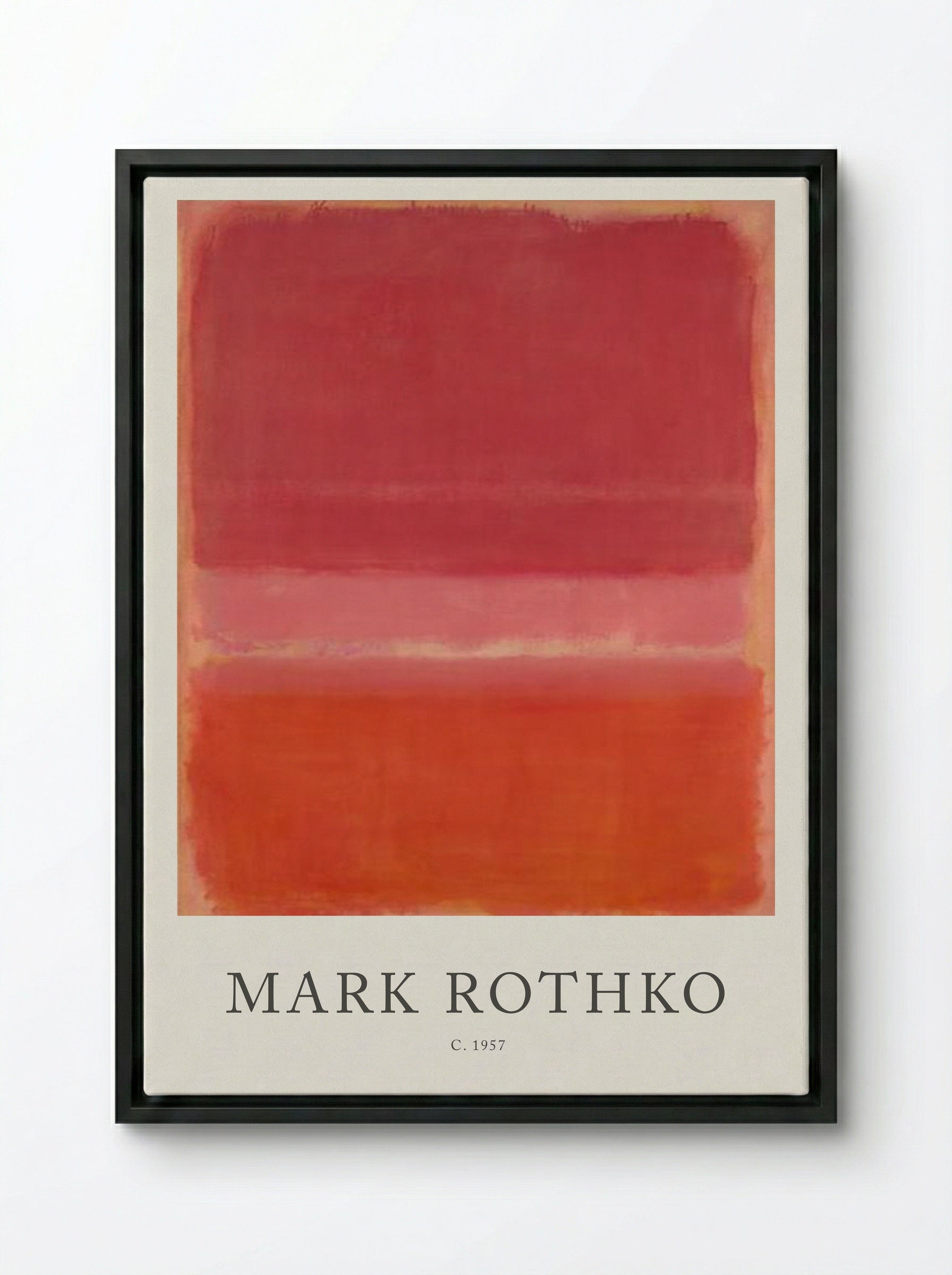Untitled (Three Rectangles, Shades of Red) - Mark Rothko - Framed Canvas Black