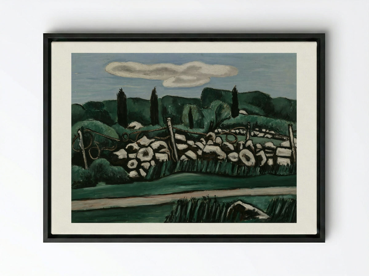 The Last Stone Walls, Dogtown - Marsden Hartley - Framed Canvas Black