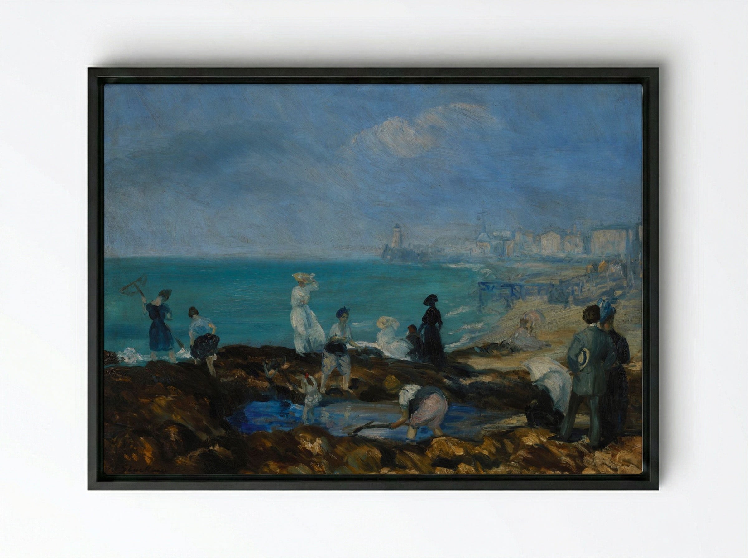 Beach at Dieppe - William James Glackens - Framed Canvas Black