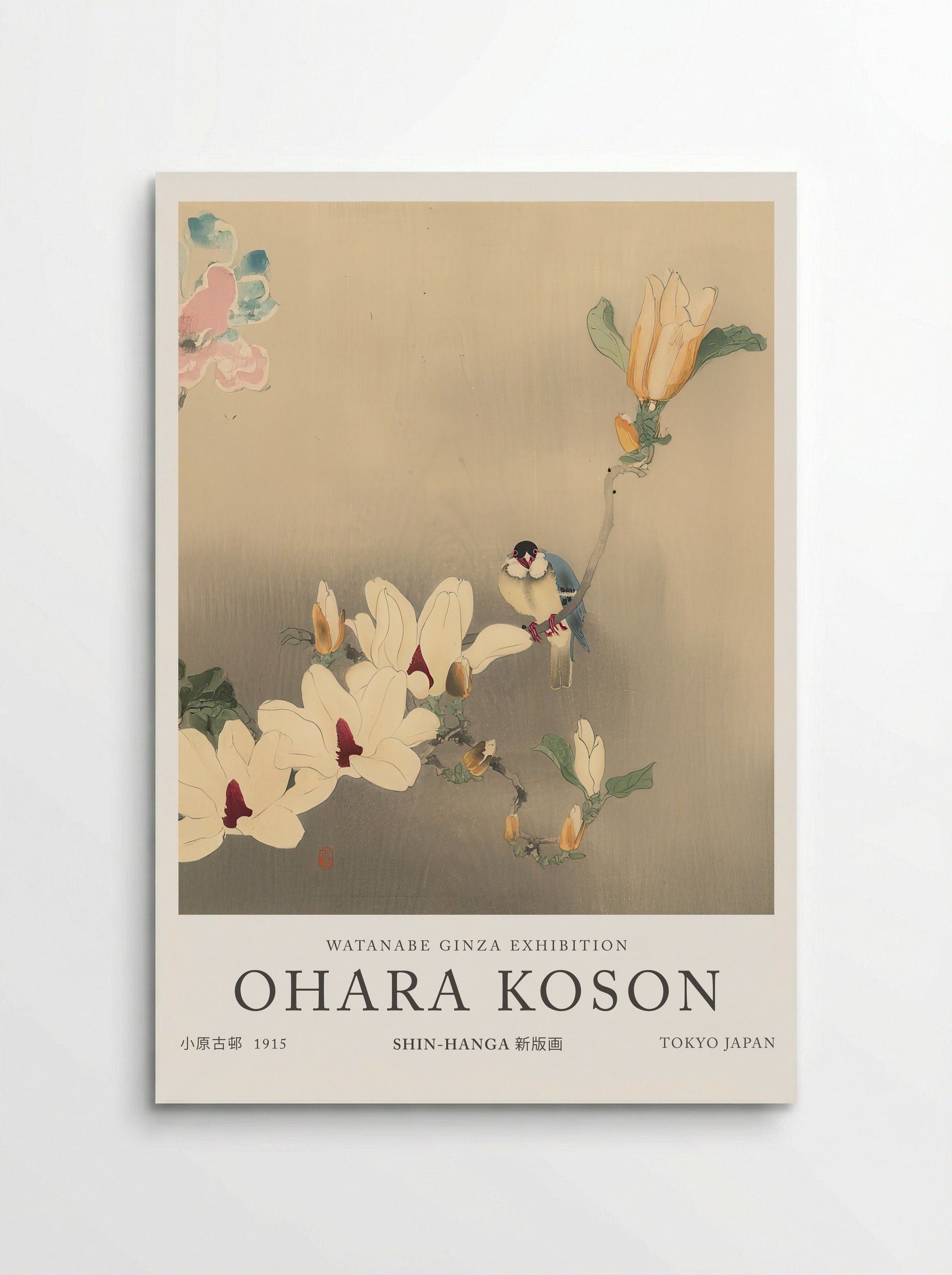 Blue Bird And Magnolia - Ohara Koson - Poster
