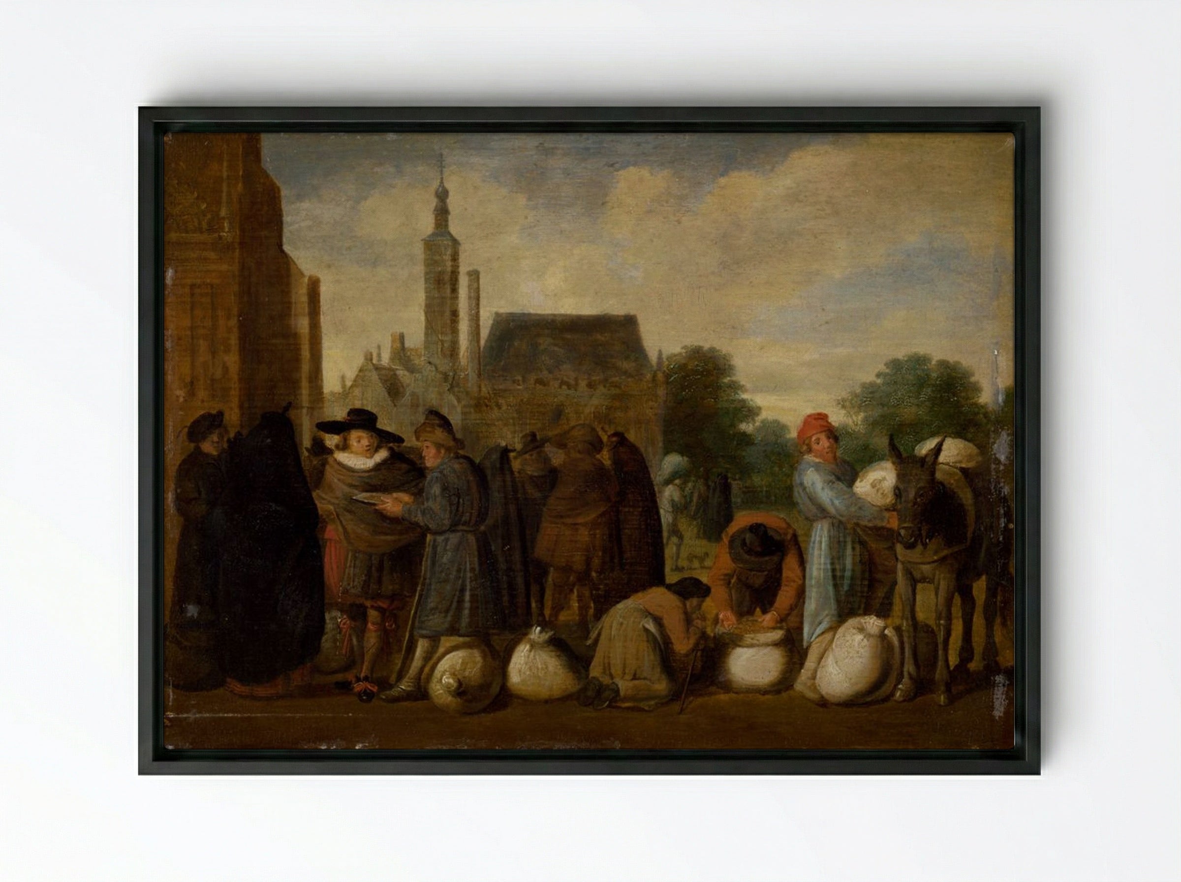 At the Market - Pieter Aertsen - Framed Canvas Black