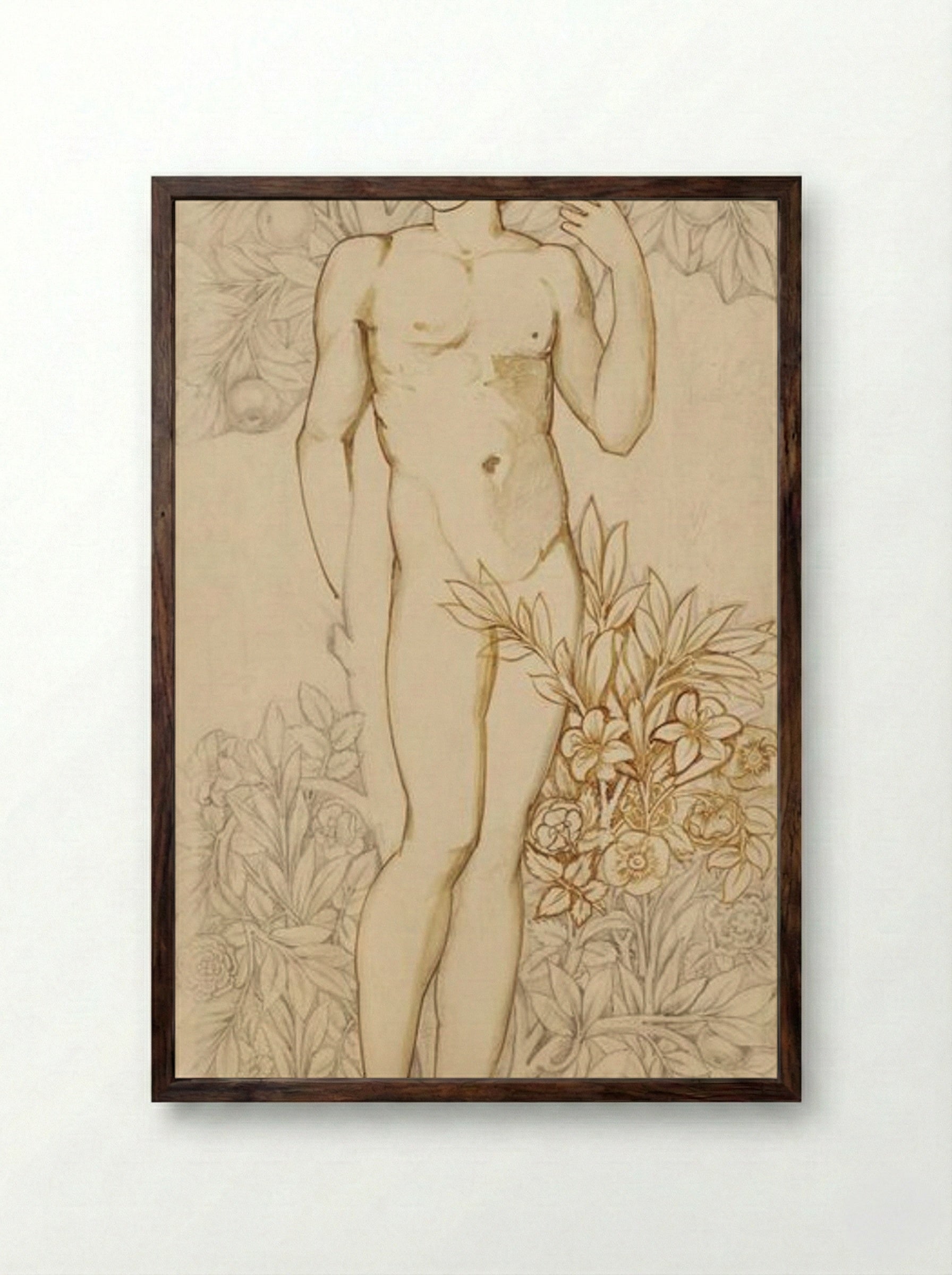 The Angels of the Hierarchy: Male Nude Imago Dei - Edward Burne-Jones - Framed Print Dark Wood