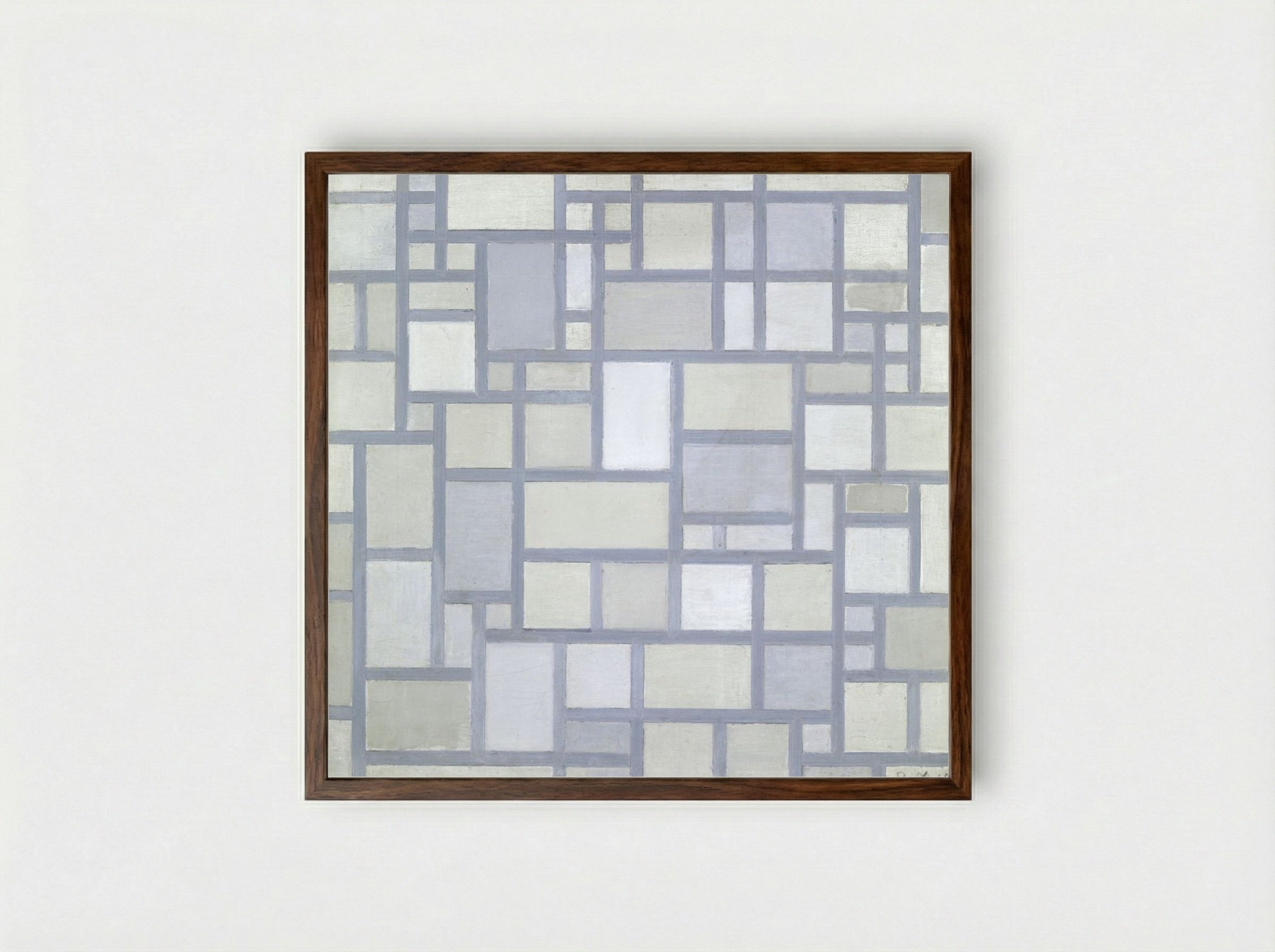 Composition with Gray Lines - Piet Mondrian - Framed Print Dark Wood